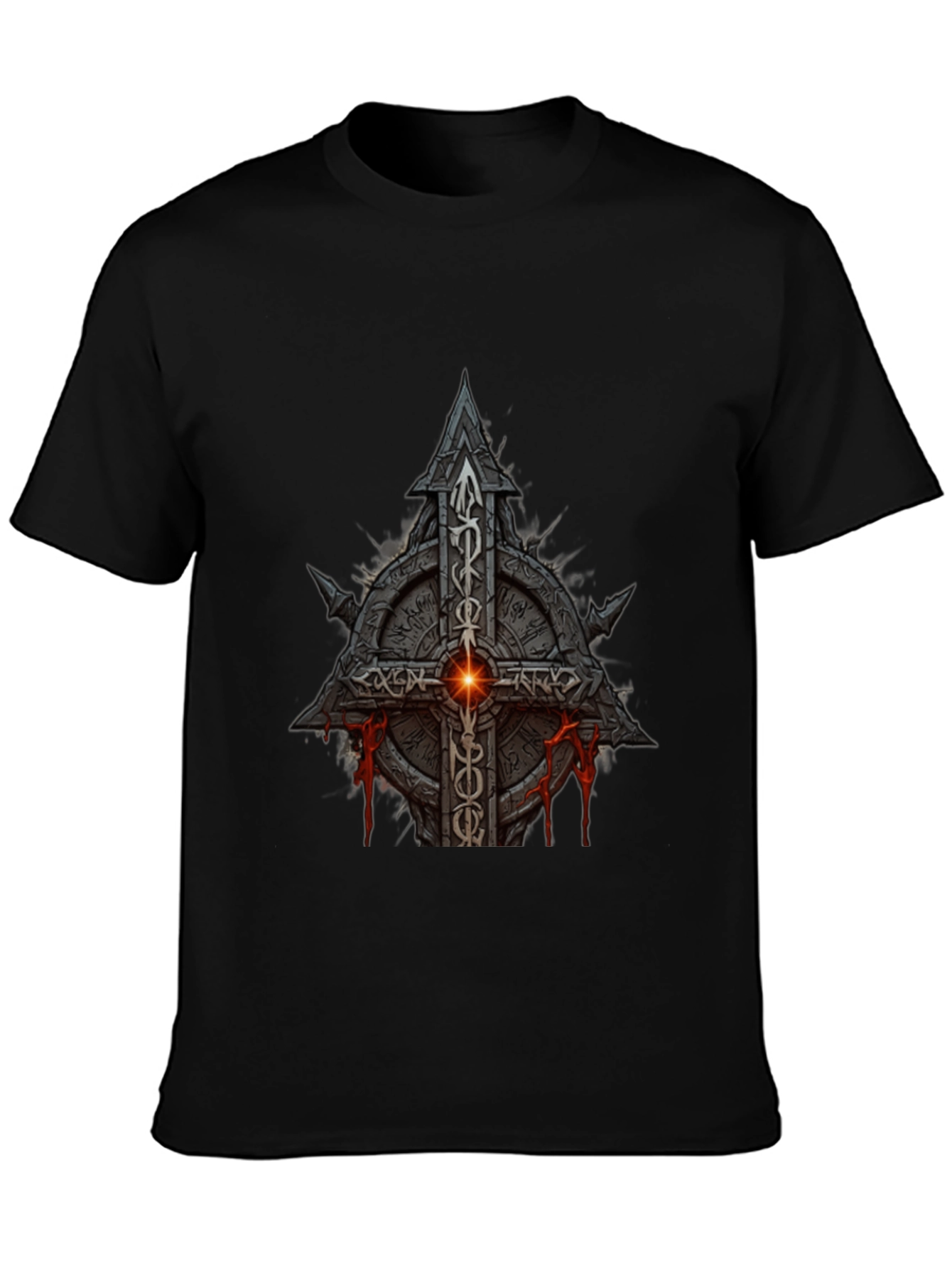 Darkstone Cross Graphic Tee - Gothic Style