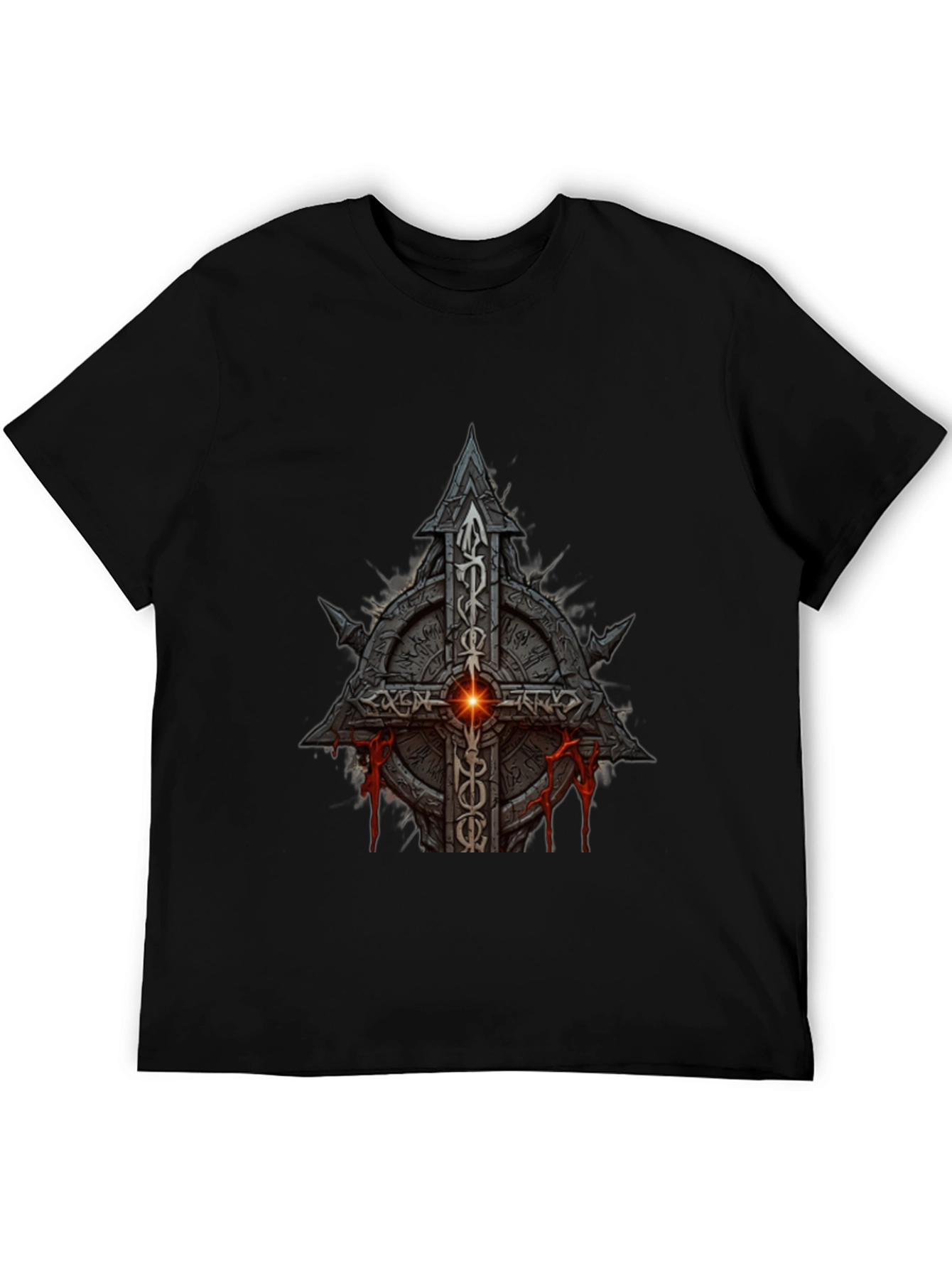 Darkstone Cross Graphic Tee - Gothic Style