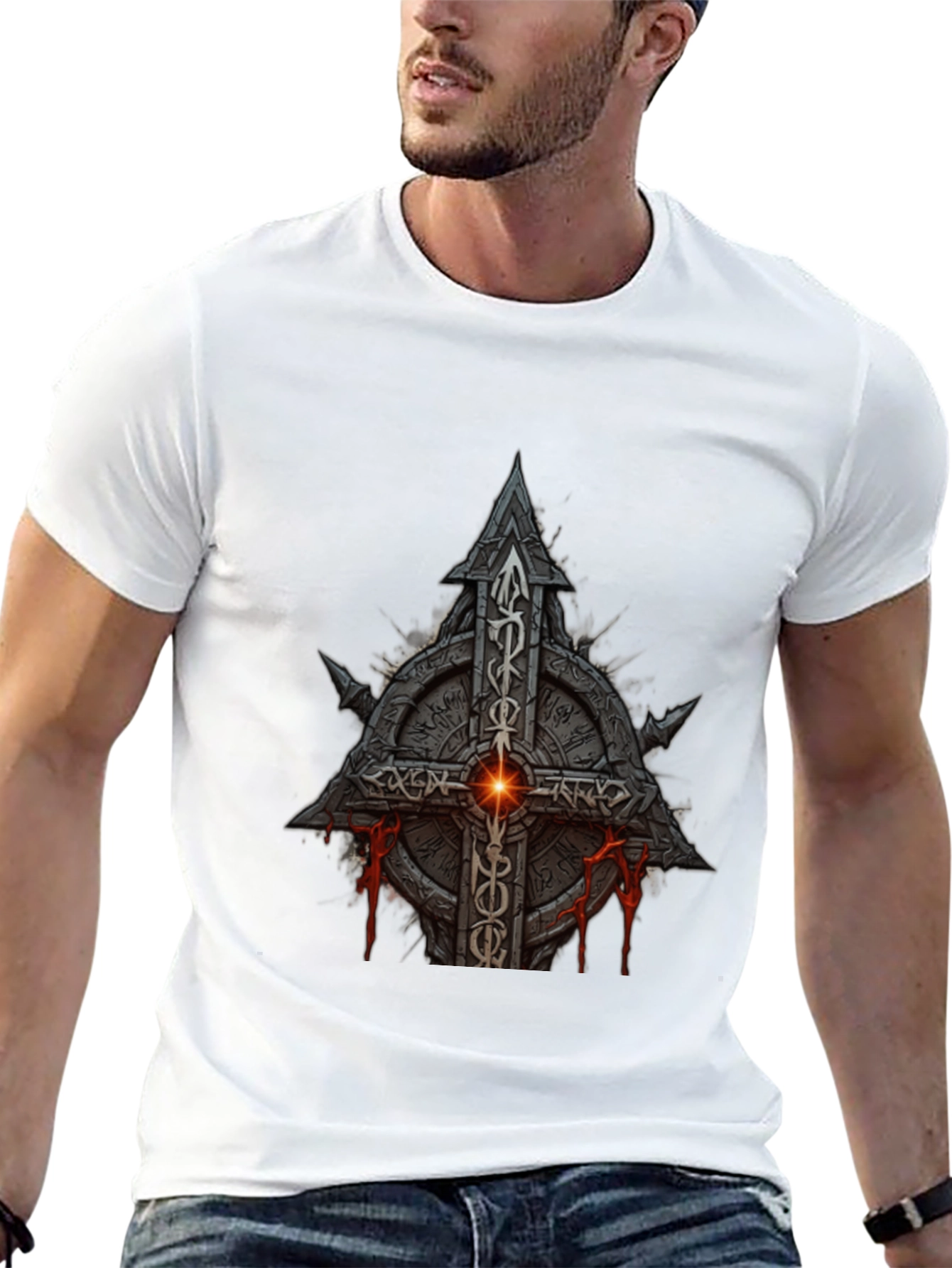Darkstone Cross Graphic Tee - Gothic Style