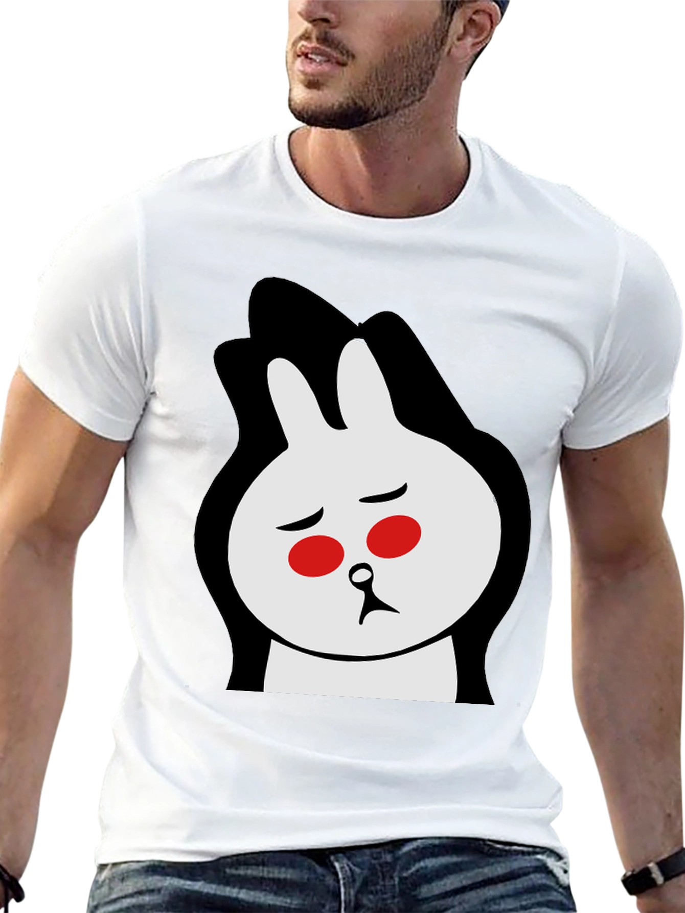 Sad Bunny Graphic Tee - Black Cotton Blend