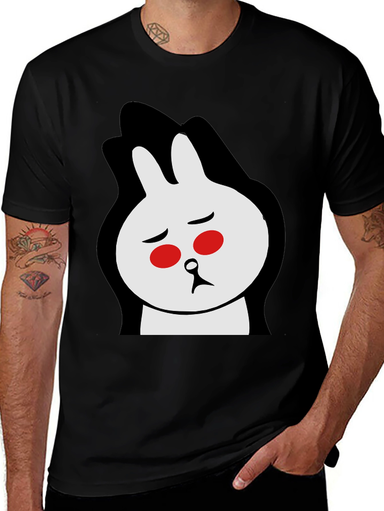 Sad Bunny Graphic Tee - Black Cotton Blend