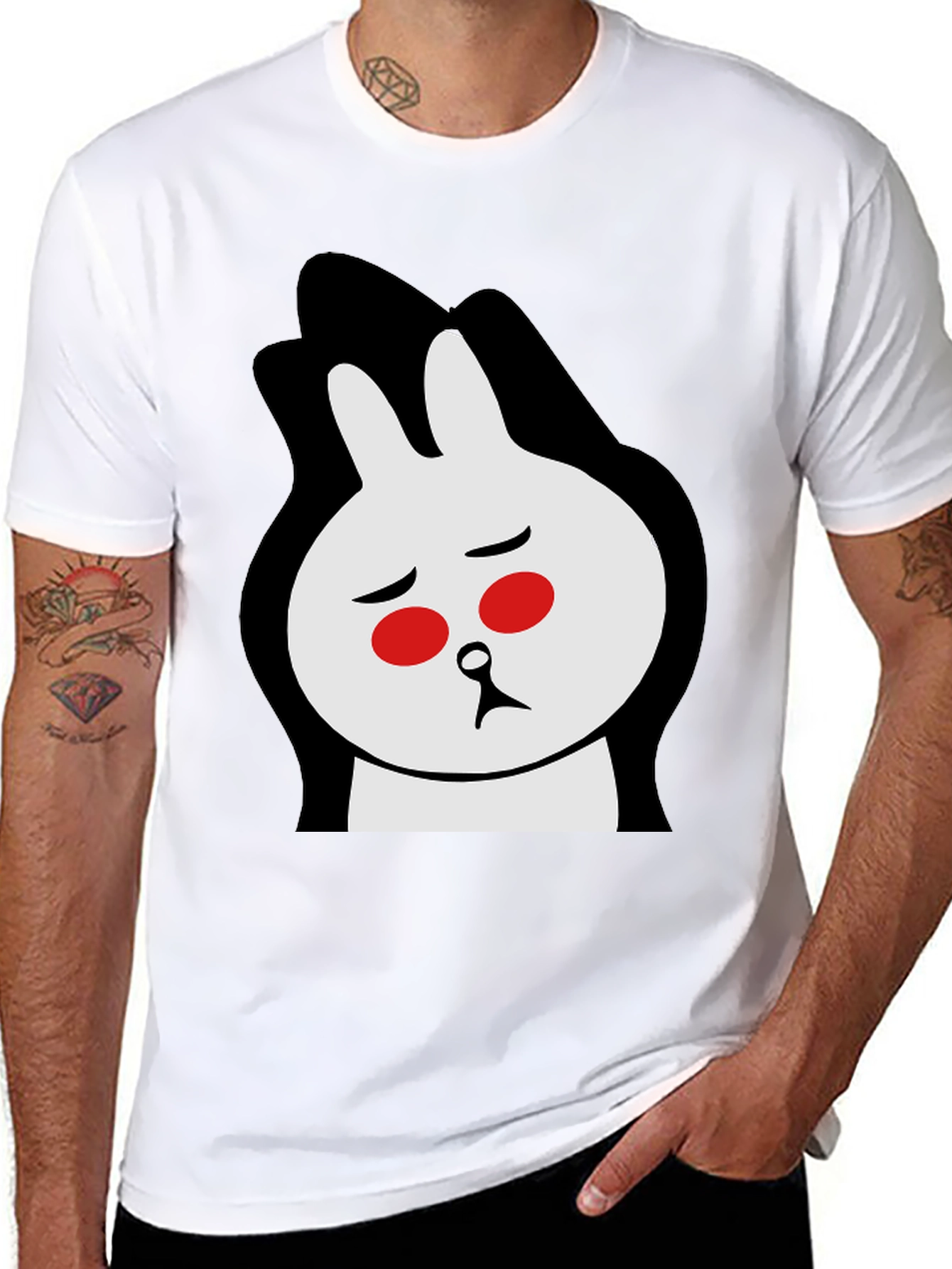 Sad Bunny Graphic Tee - Black Cotton Blend