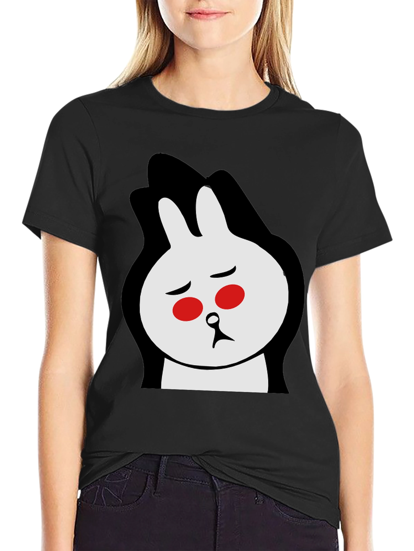 Sad Bunny Graphic Tee - Black Cotton Blend