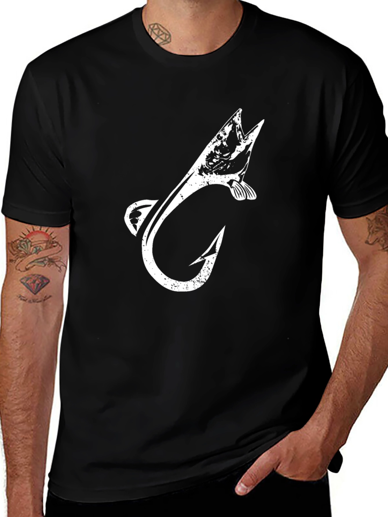 Fish Hook Graphic Tee - Stylish Fisherman T-Shirt