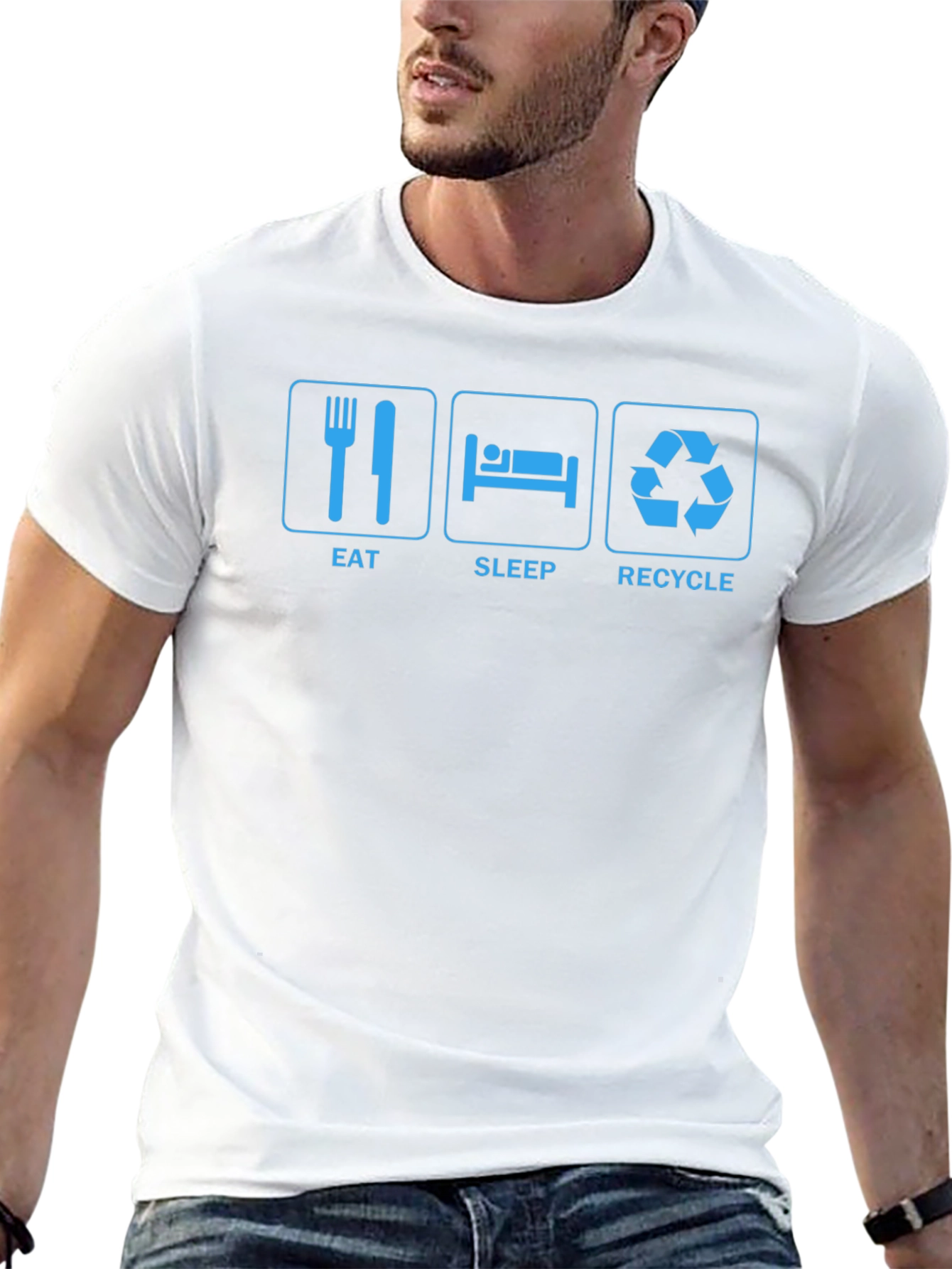 Eat Sleep Recycle Graphic T-Shirt - Black