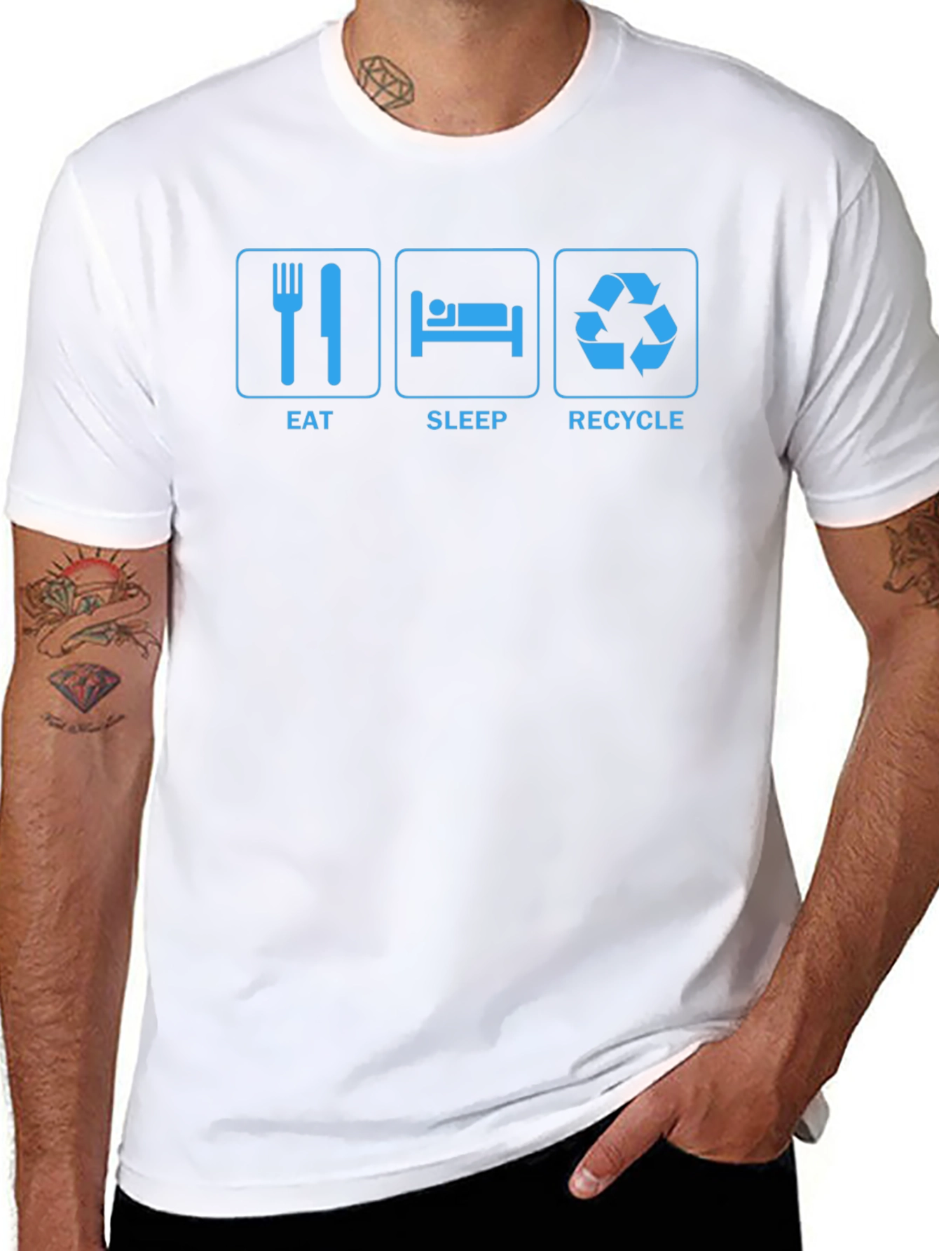 Eat Sleep Recycle Graphic T-Shirt - Black