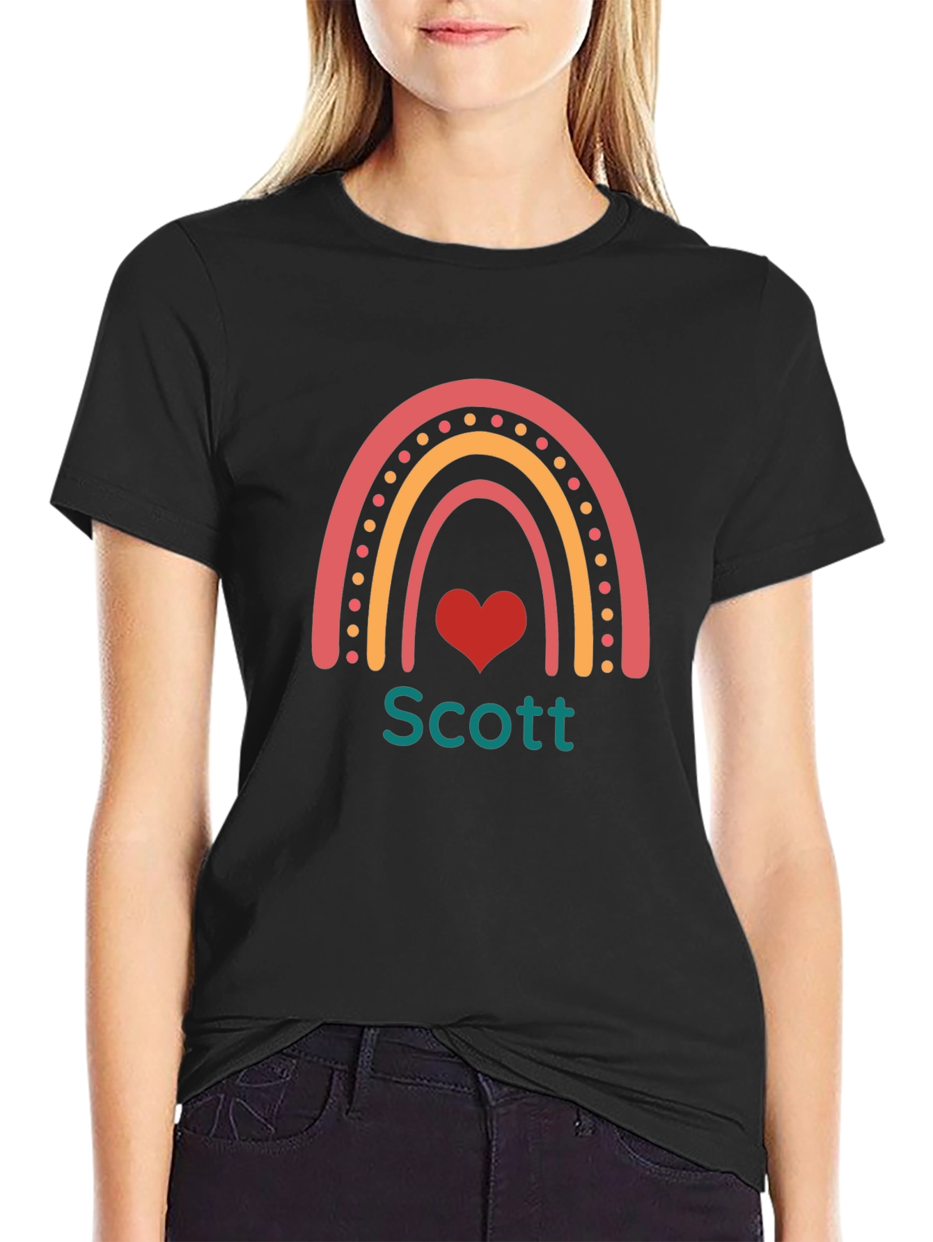 Personalized Rainbow Heart T-Shirt - Scott