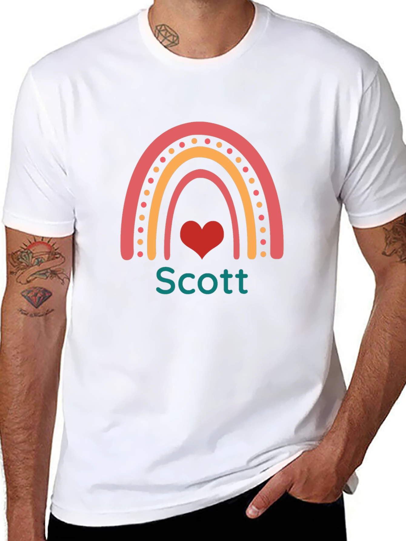 Personalized Rainbow Heart T-Shirt - Scott
