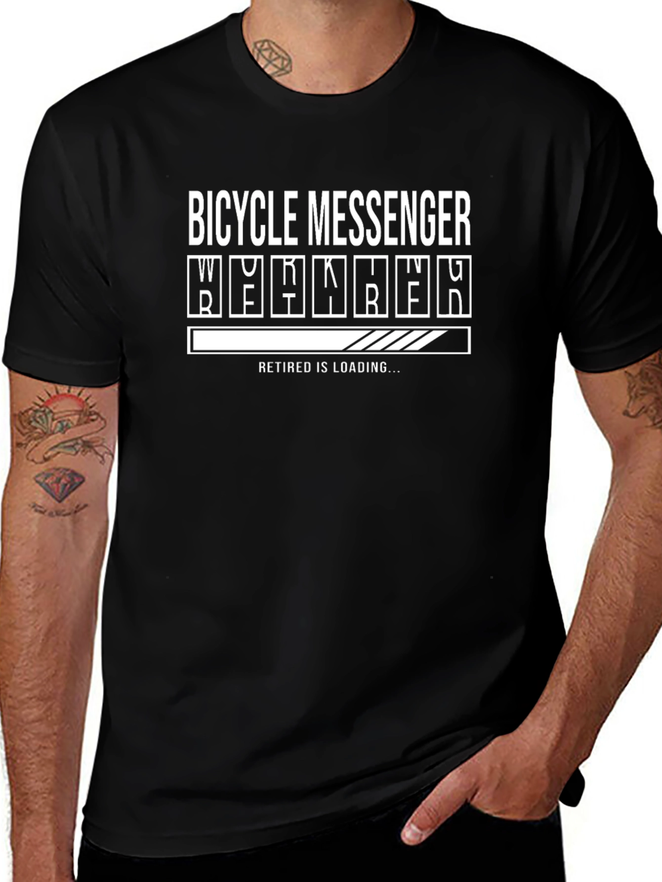 Bicycle Messenger Retired Loading Funny Black T-Shirt