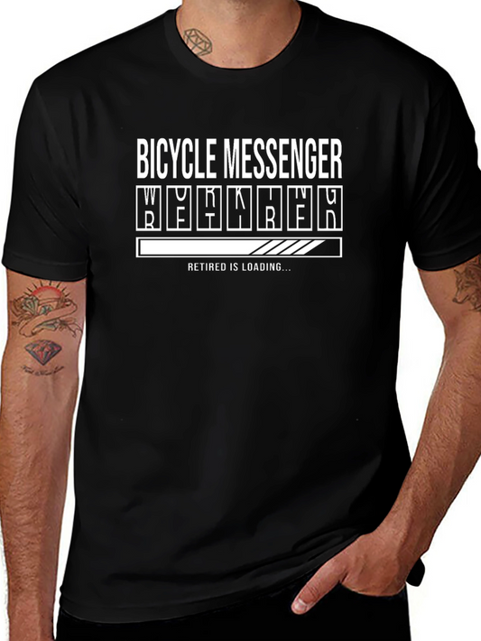 Bicycle Messenger Retired Loading Funny Black T-Shirt