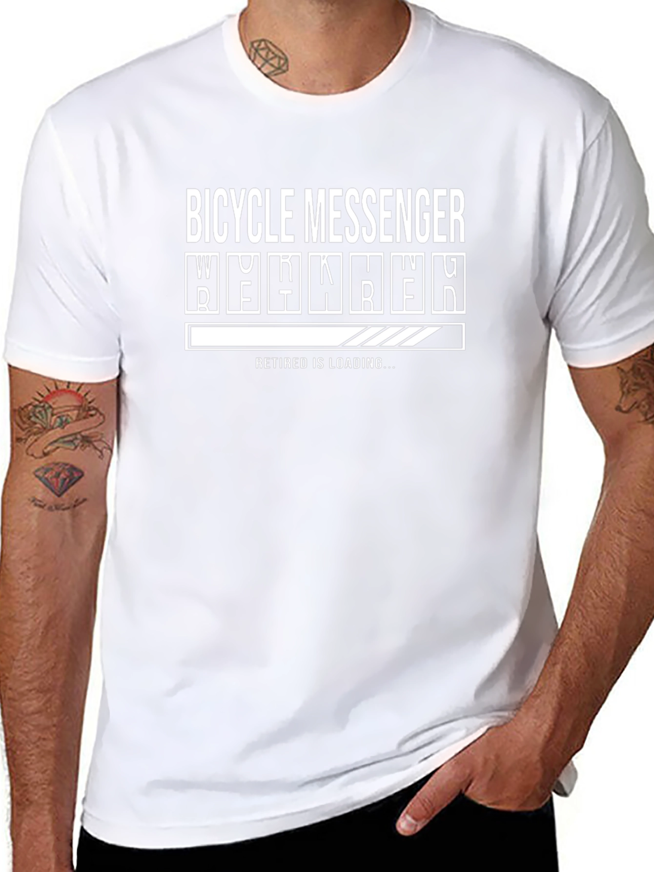 Bicycle Messenger Retired Loading Funny Black T-Shirt