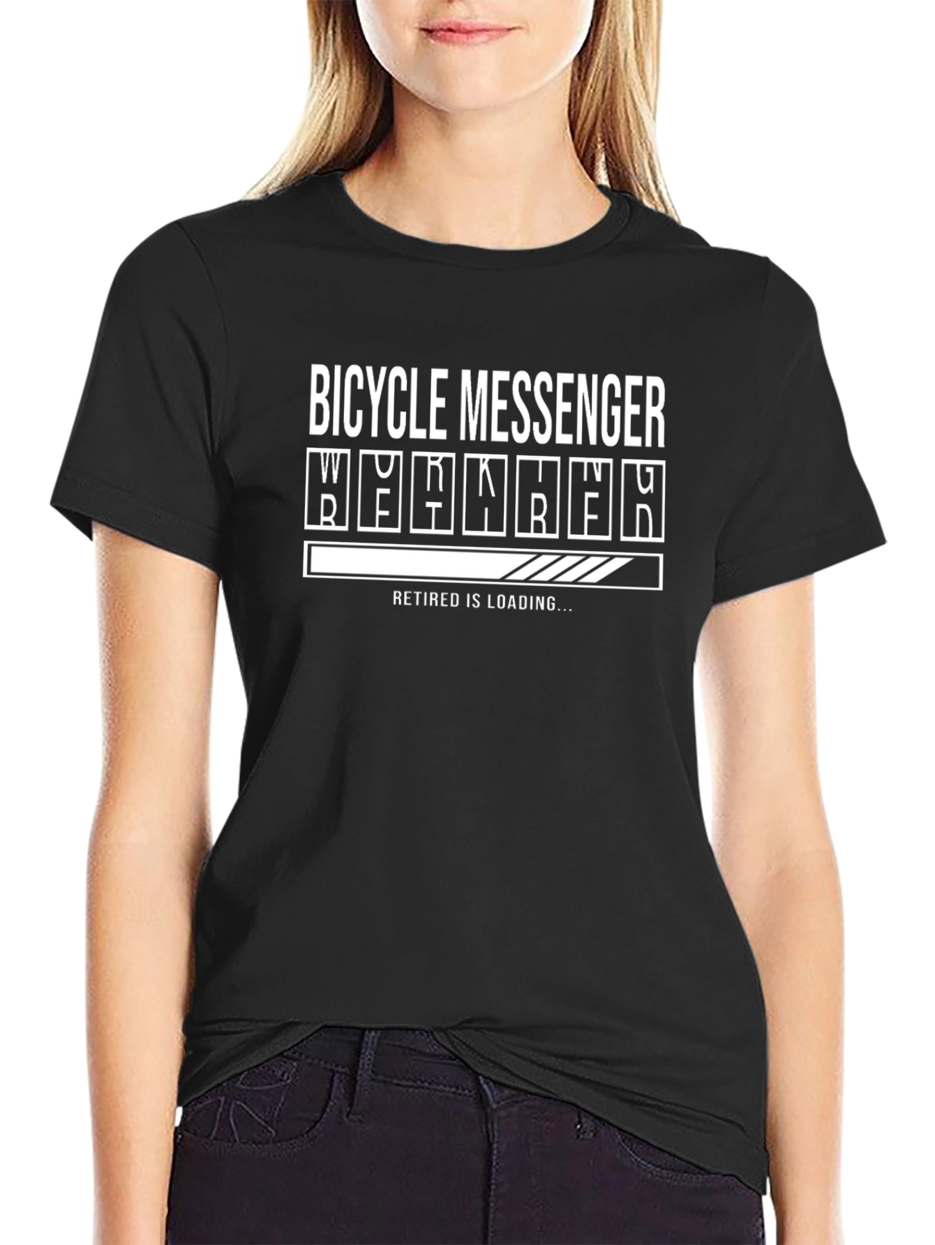 Bicycle Messenger Retired Loading Funny Black T-Shirt