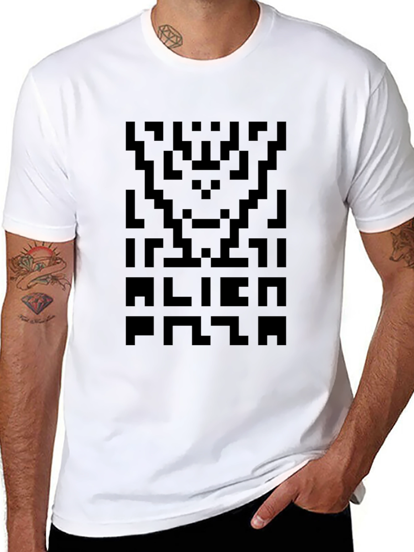 Pixel Alien Plaza Black T-Shirt