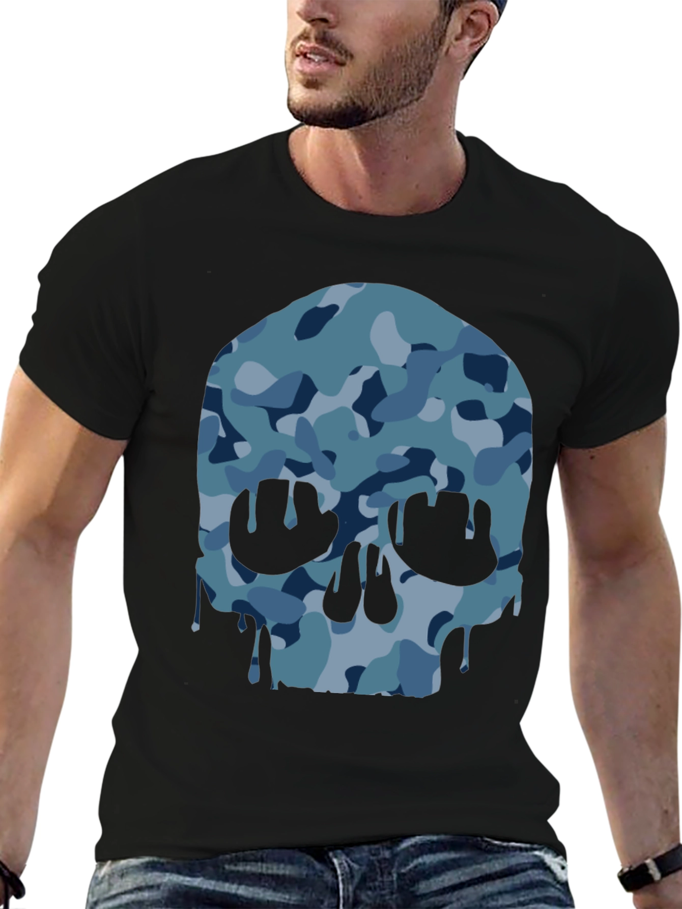 Camo Skull Graphic T-Shirt - Modern Style