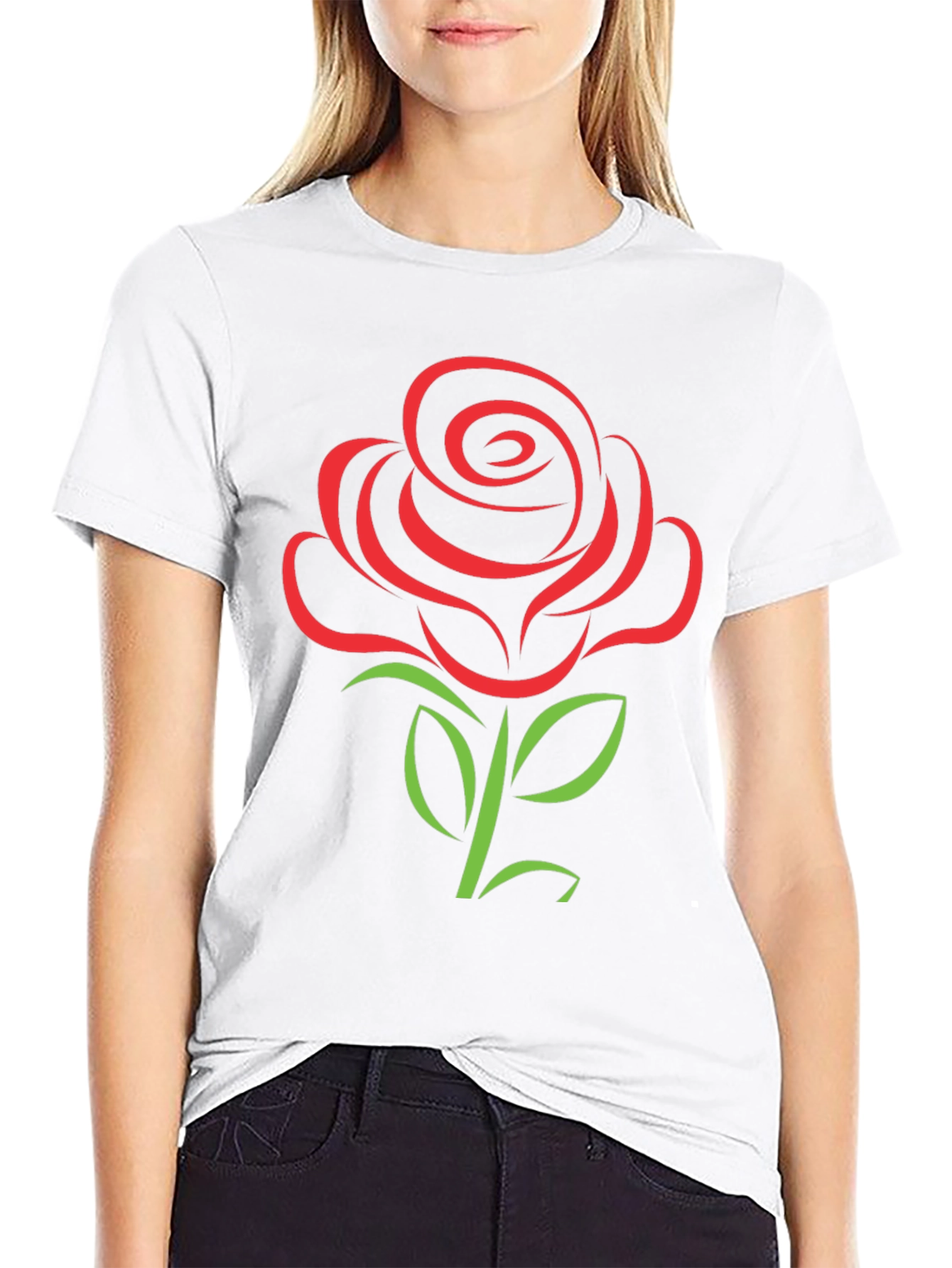 Rose Graphic Tee - Black Short Sleeve T-Shirt