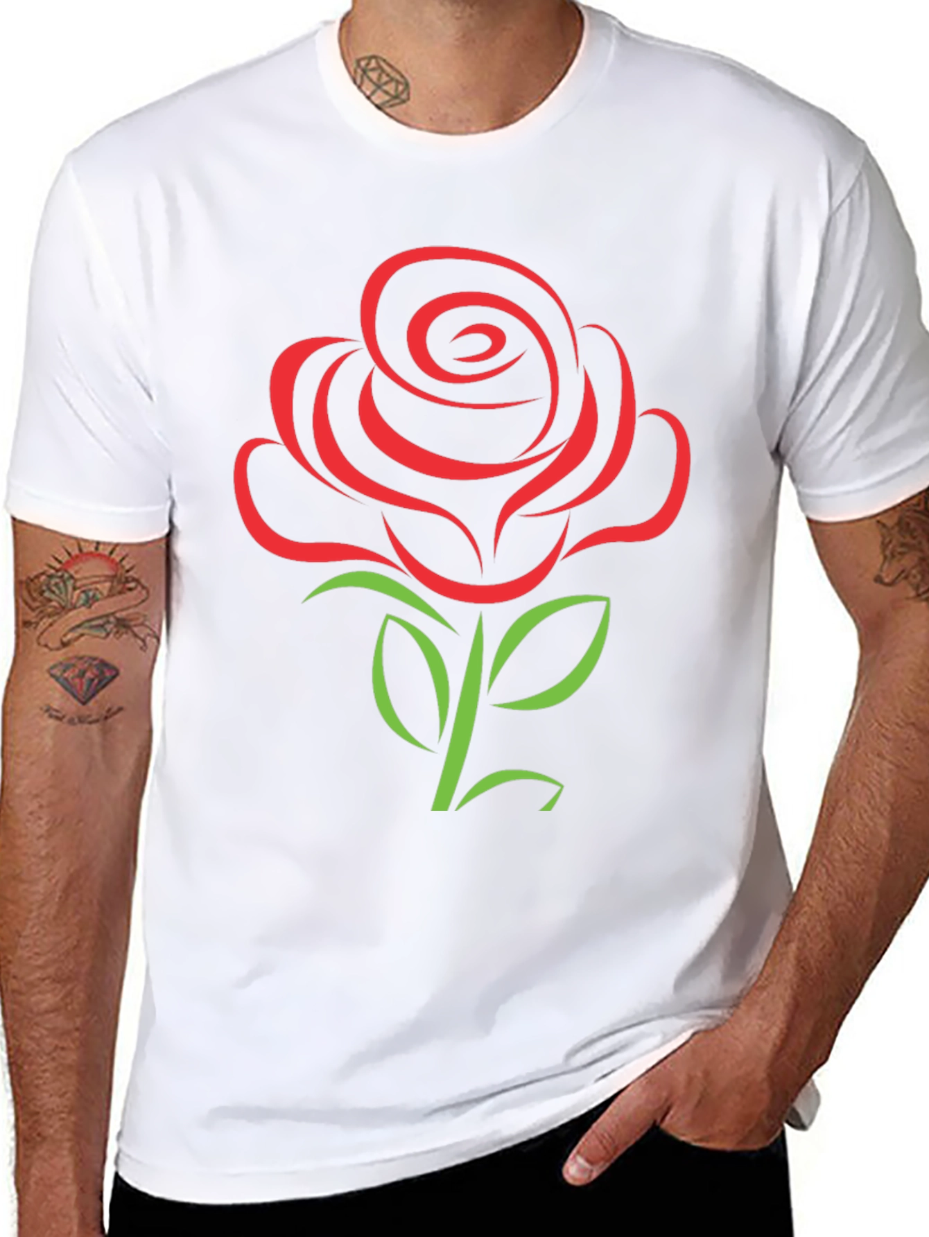 Rose Graphic Tee - Black Short Sleeve T-Shirt