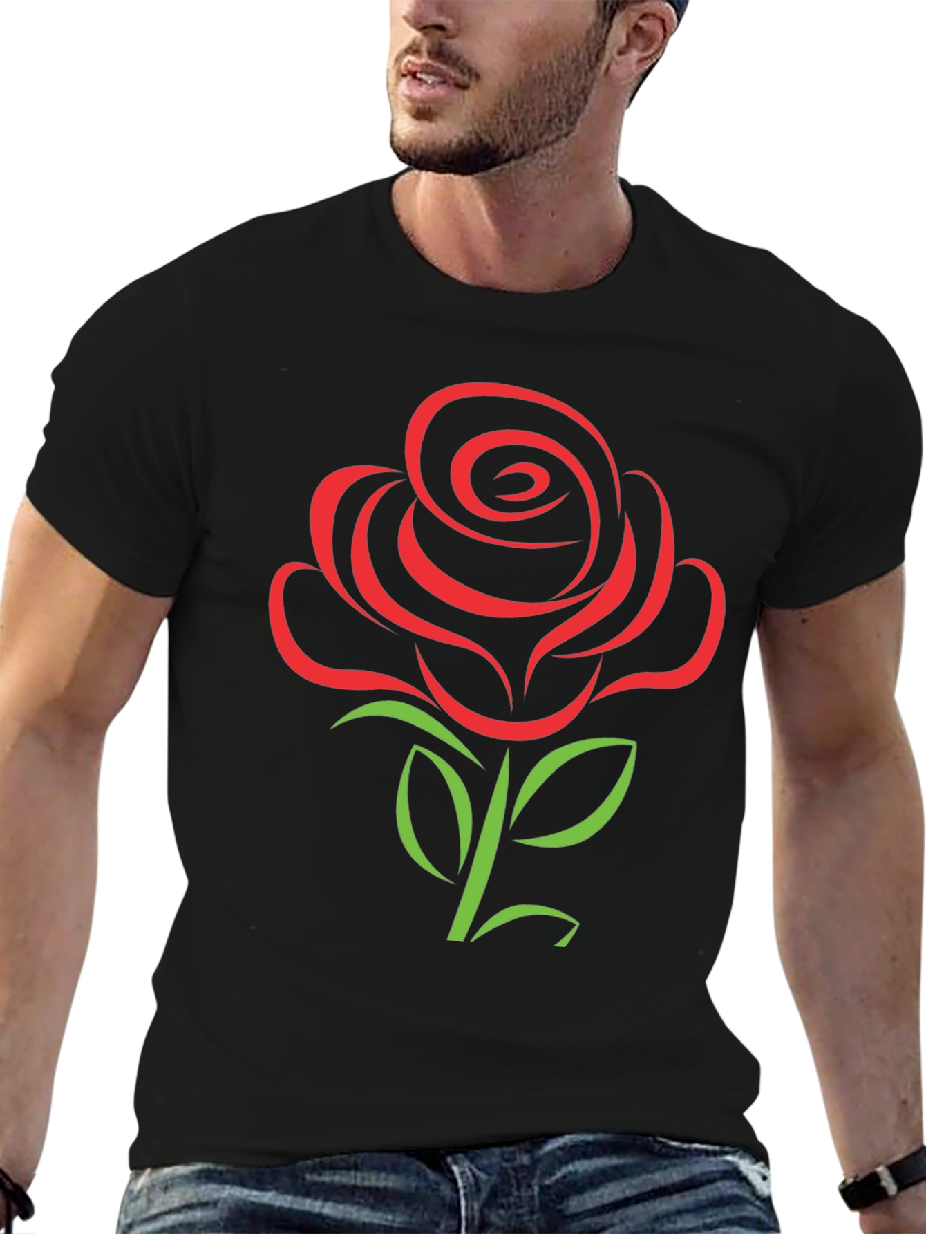 Rose Graphic Tee - Black Short Sleeve T-Shirt