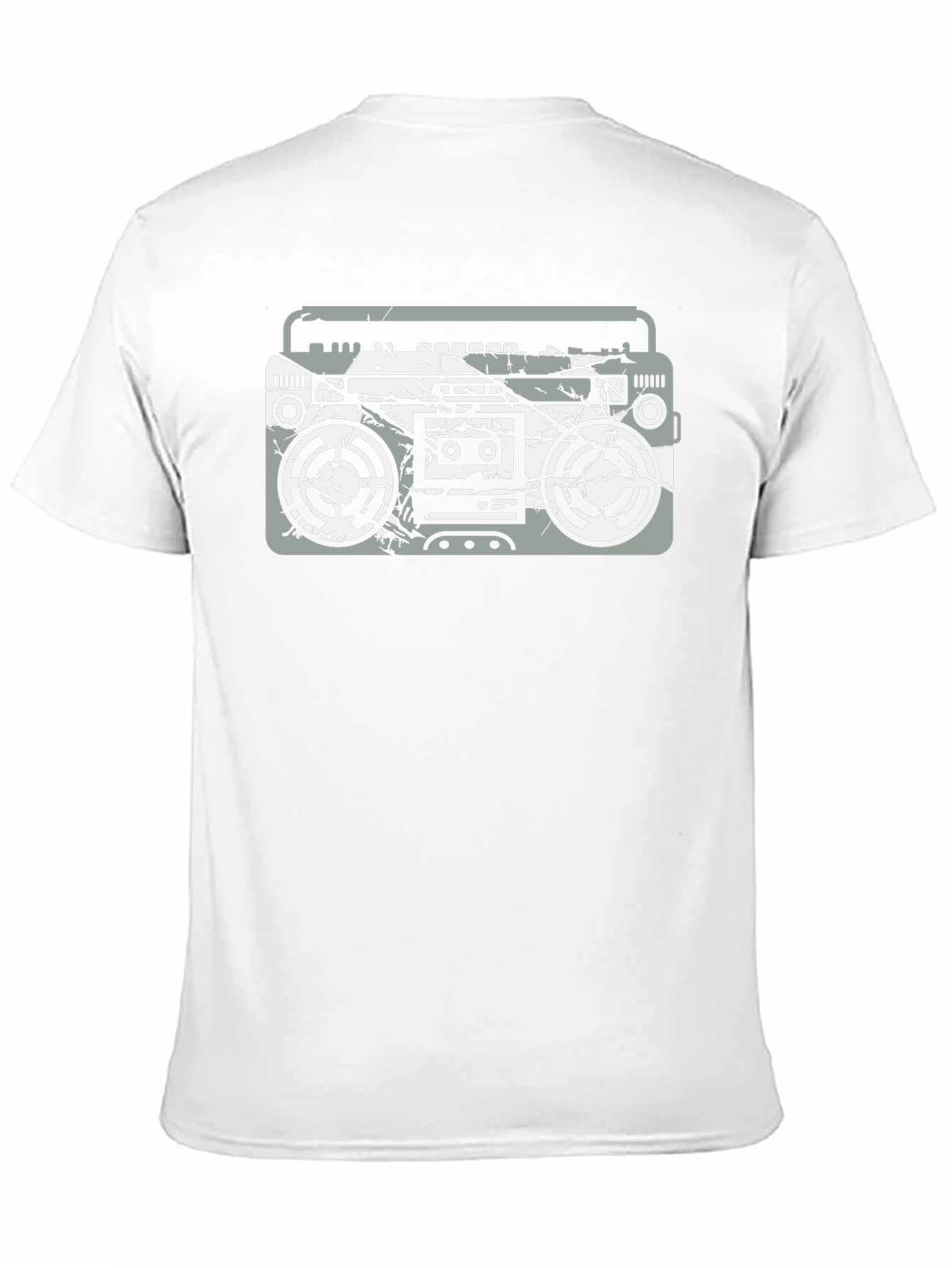 Retro Boombox Graphic Tee - Black Cotton T-Shirt