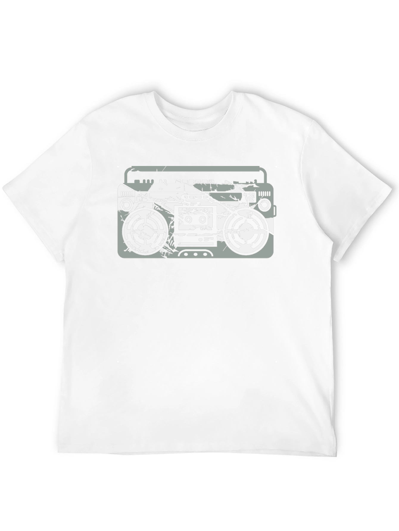 Retro Boombox Graphic Tee - Black Cotton T-Shirt