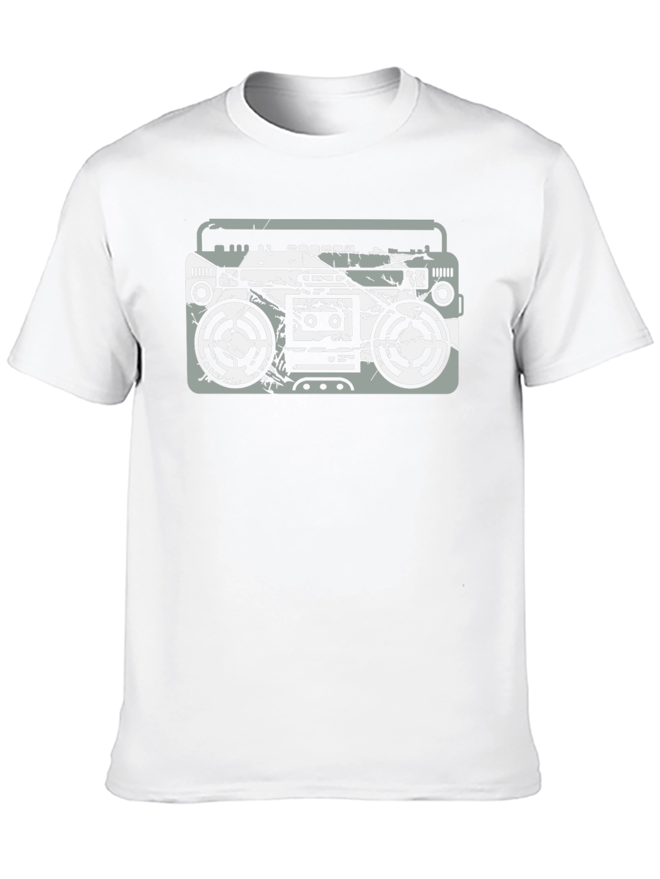 Retro Boombox Graphic Tee - Black Cotton T-Shirt