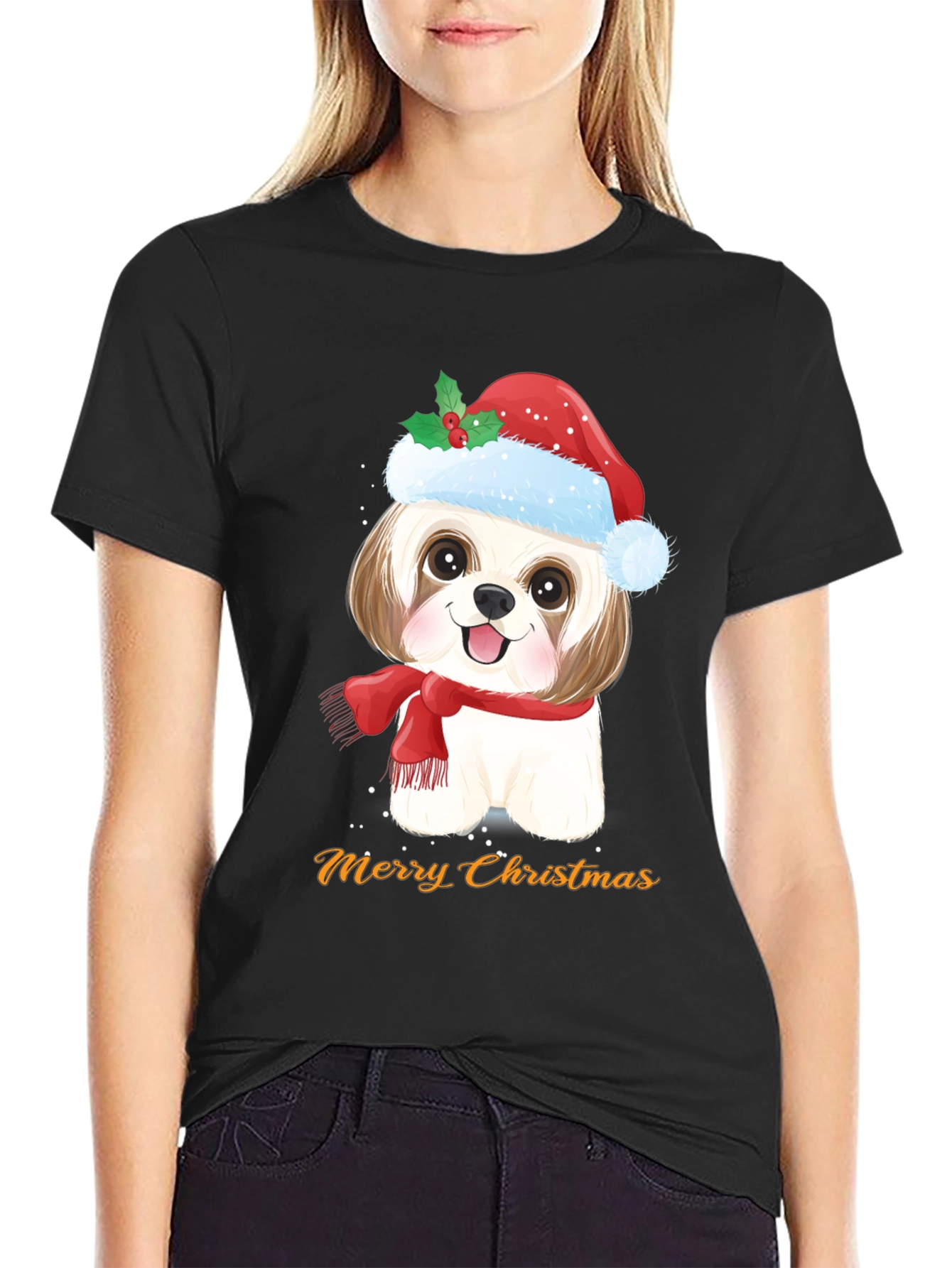 Festive Dog Merry Christmas T-Shirt