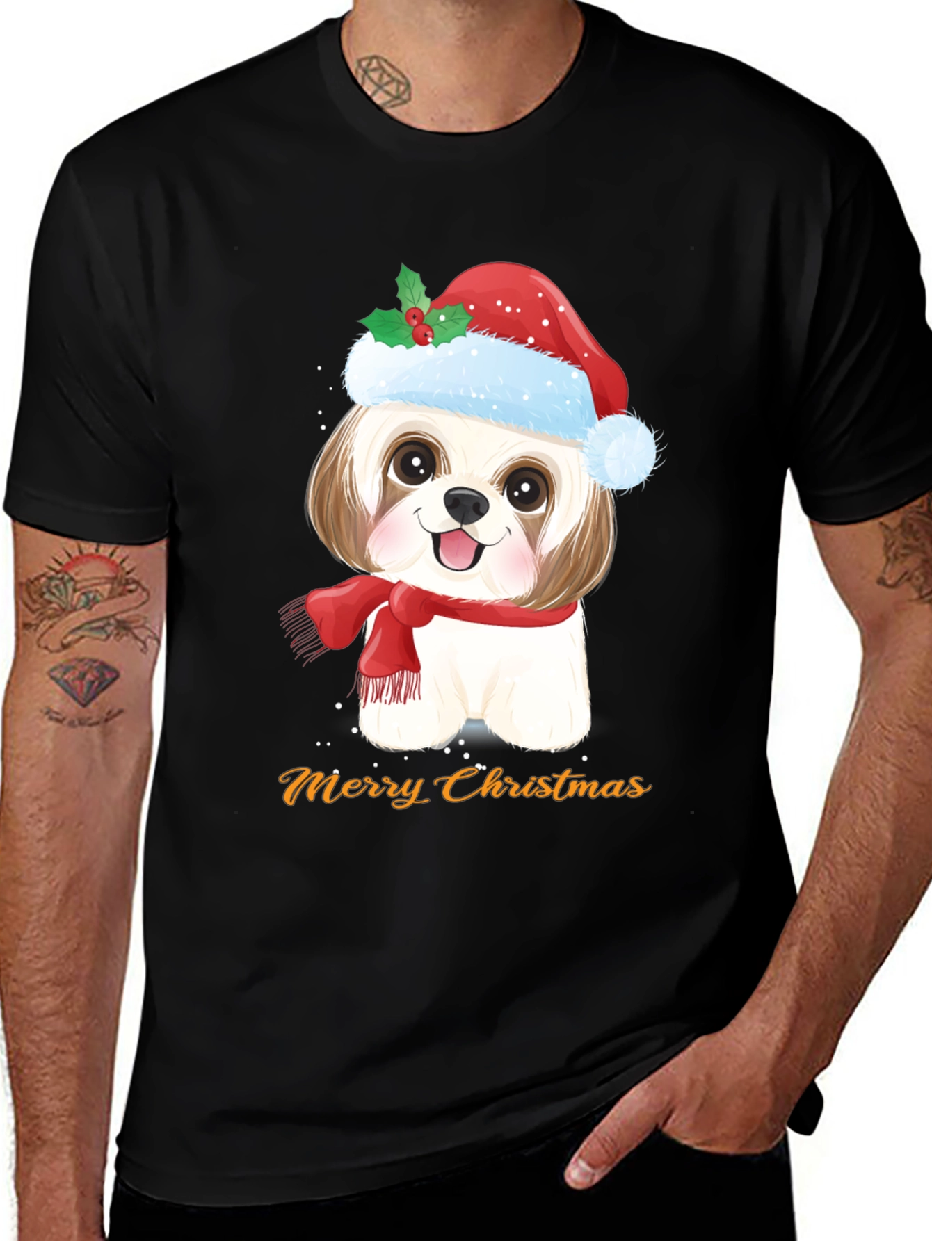 Festive Dog Merry Christmas T-Shirt
