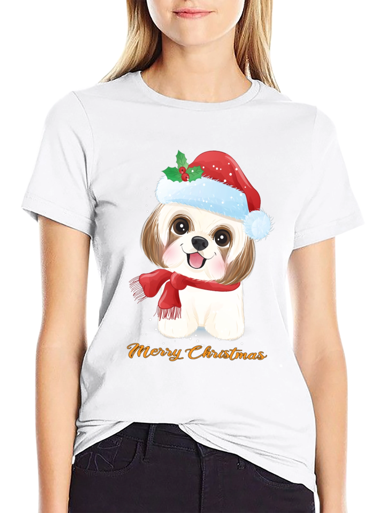 Festive Dog Merry Christmas T-Shirt
