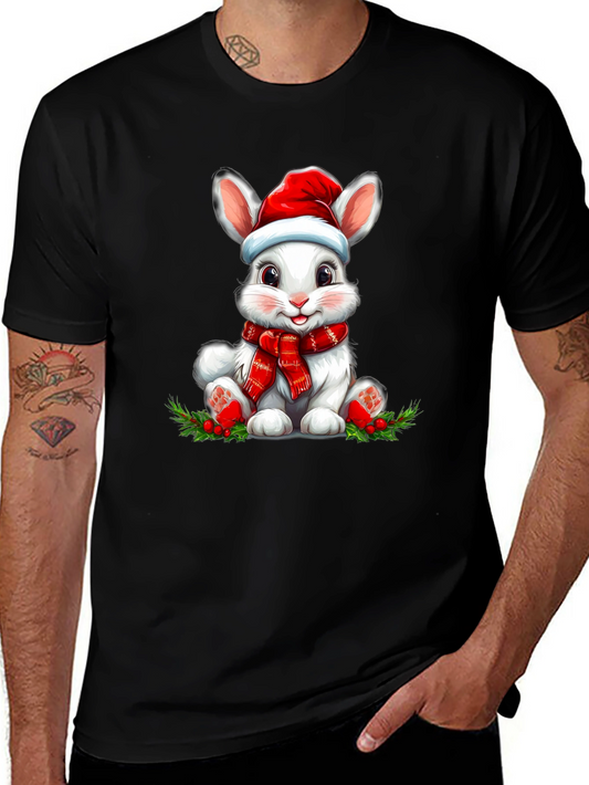 Festive Rabbit Graphic Tee - Holiday Style!