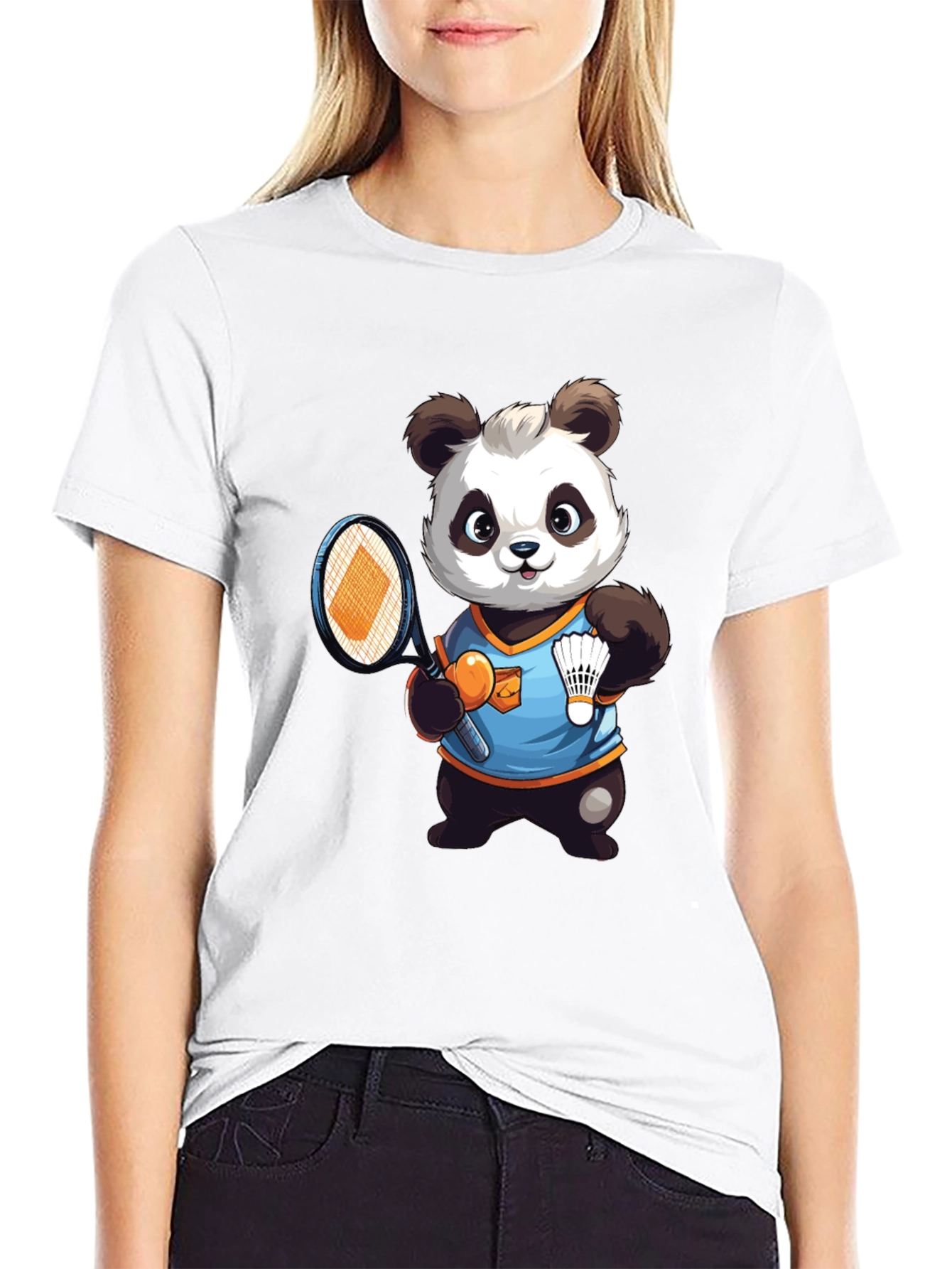 Cute Panda Badminton T-Shirt