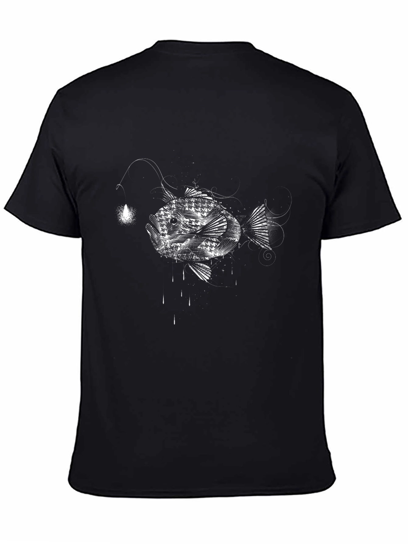 Angler Fish Graphic Tee - Black Cotton T-Shirt