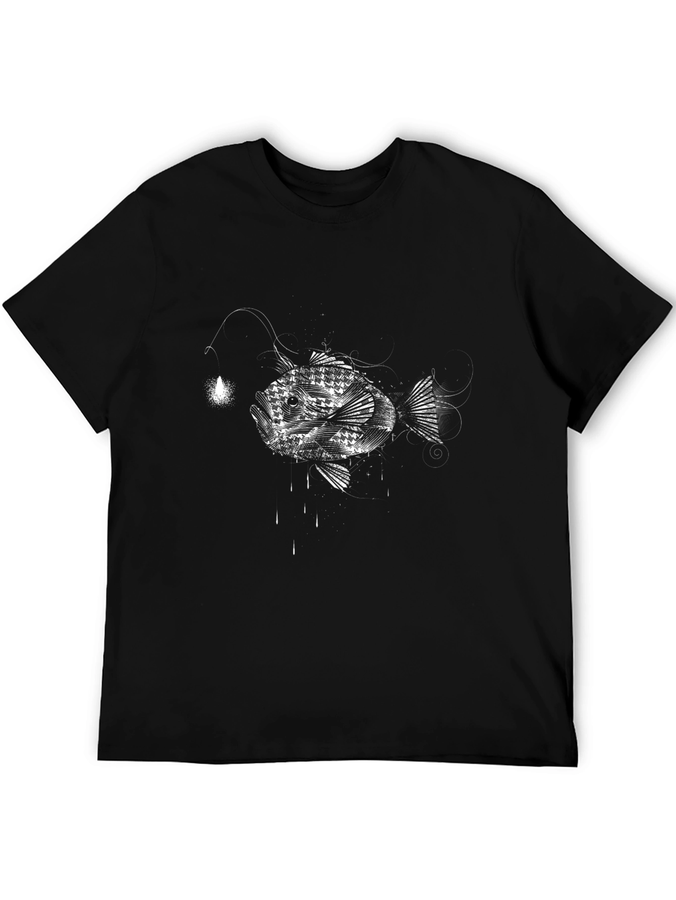 Angler Fish Graphic Tee - Black Cotton T-Shirt