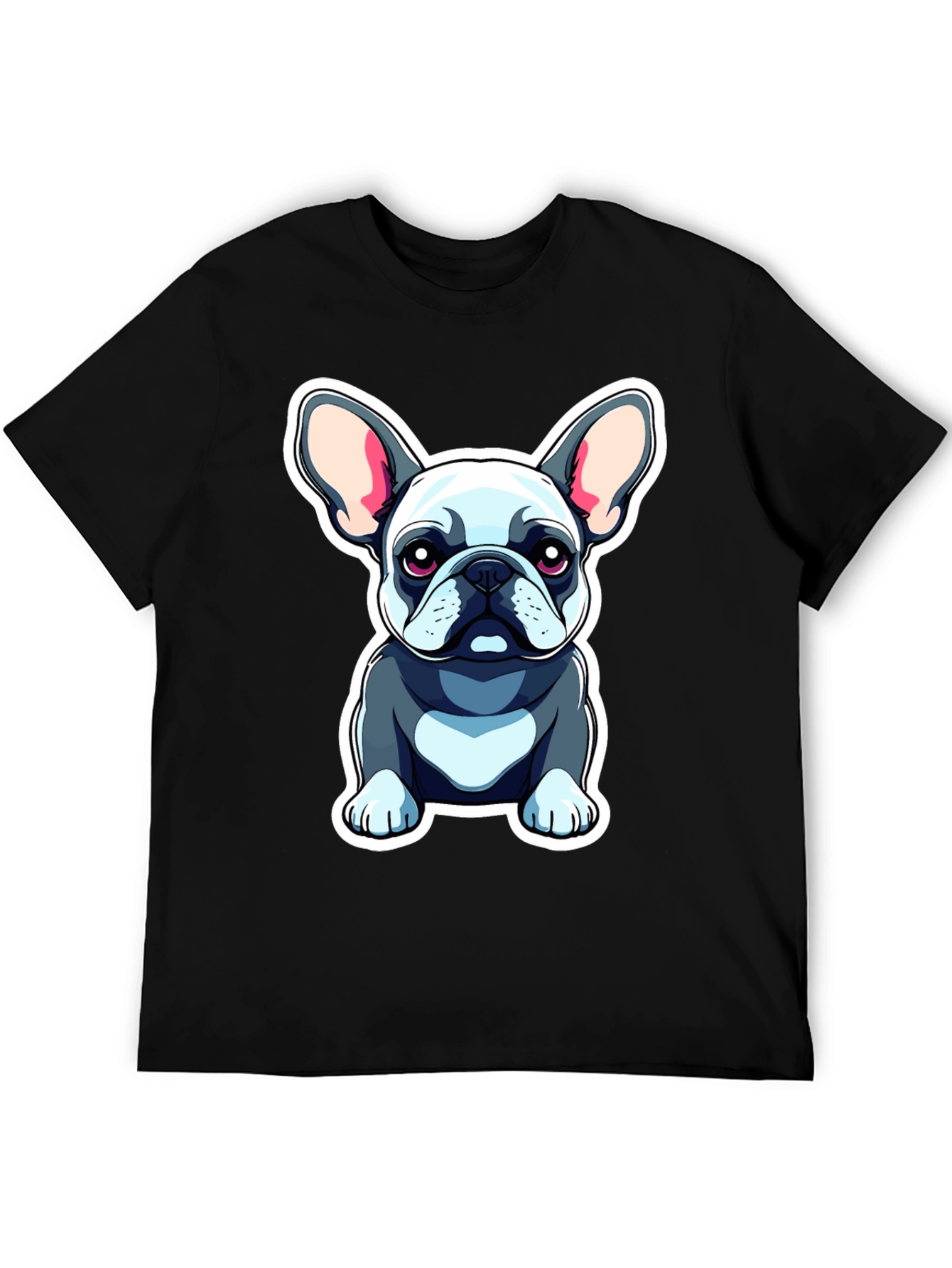 Cute Bulldog Graphic Tee - Black
