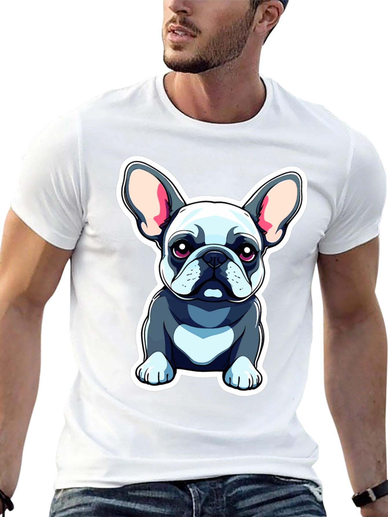 Cute Bulldog Graphic Tee - Black
