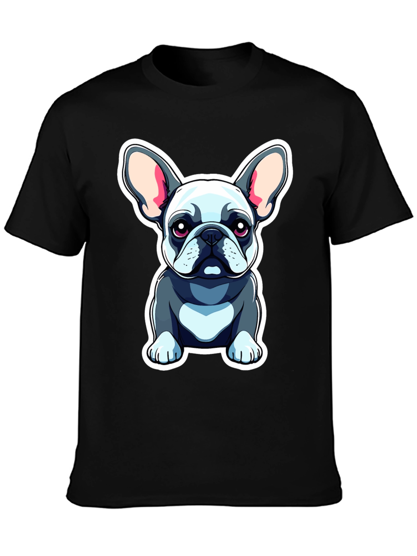 Cute Bulldog Graphic Tee - Black