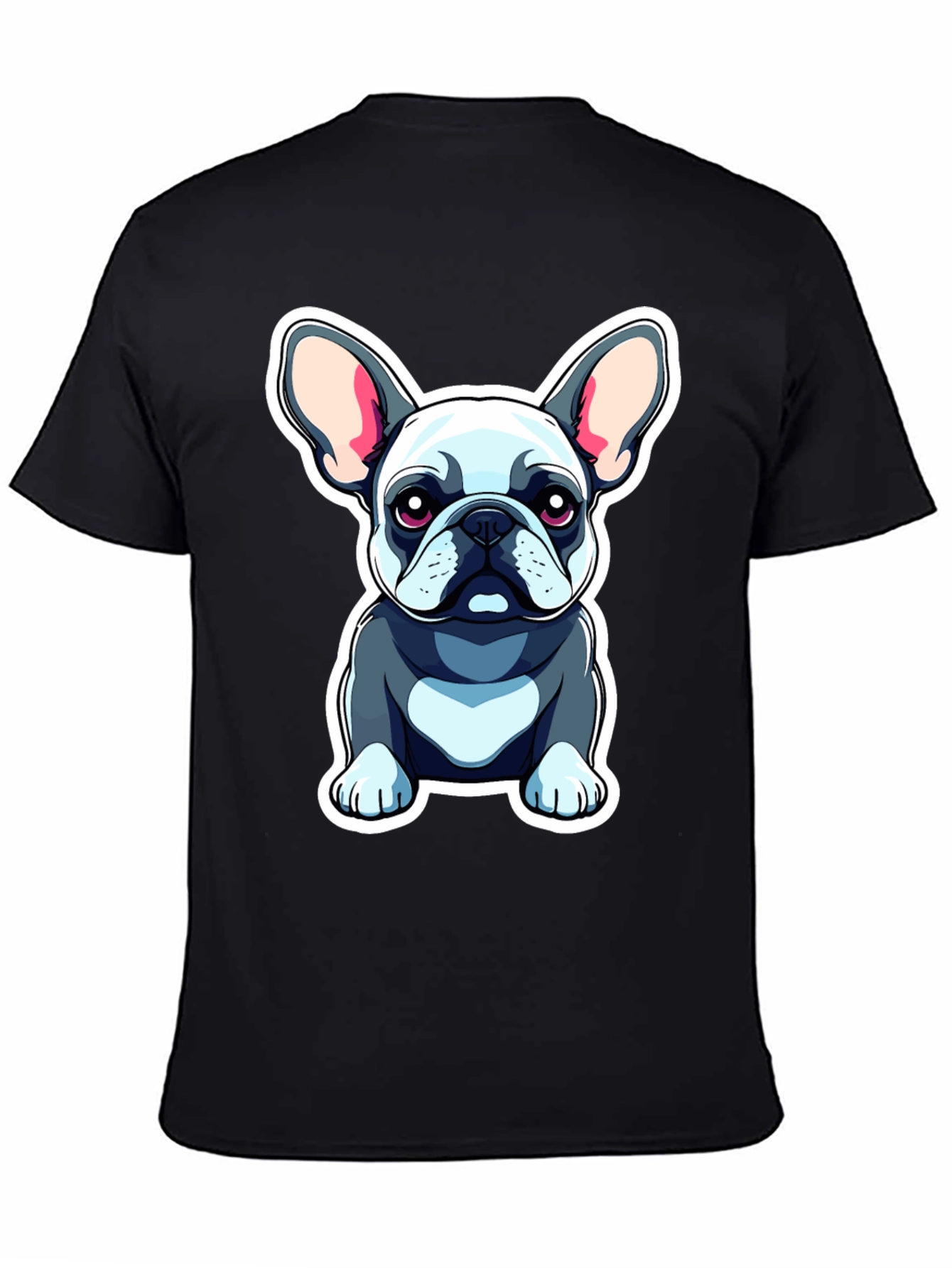 Cute Bulldog Graphic Tee - Black