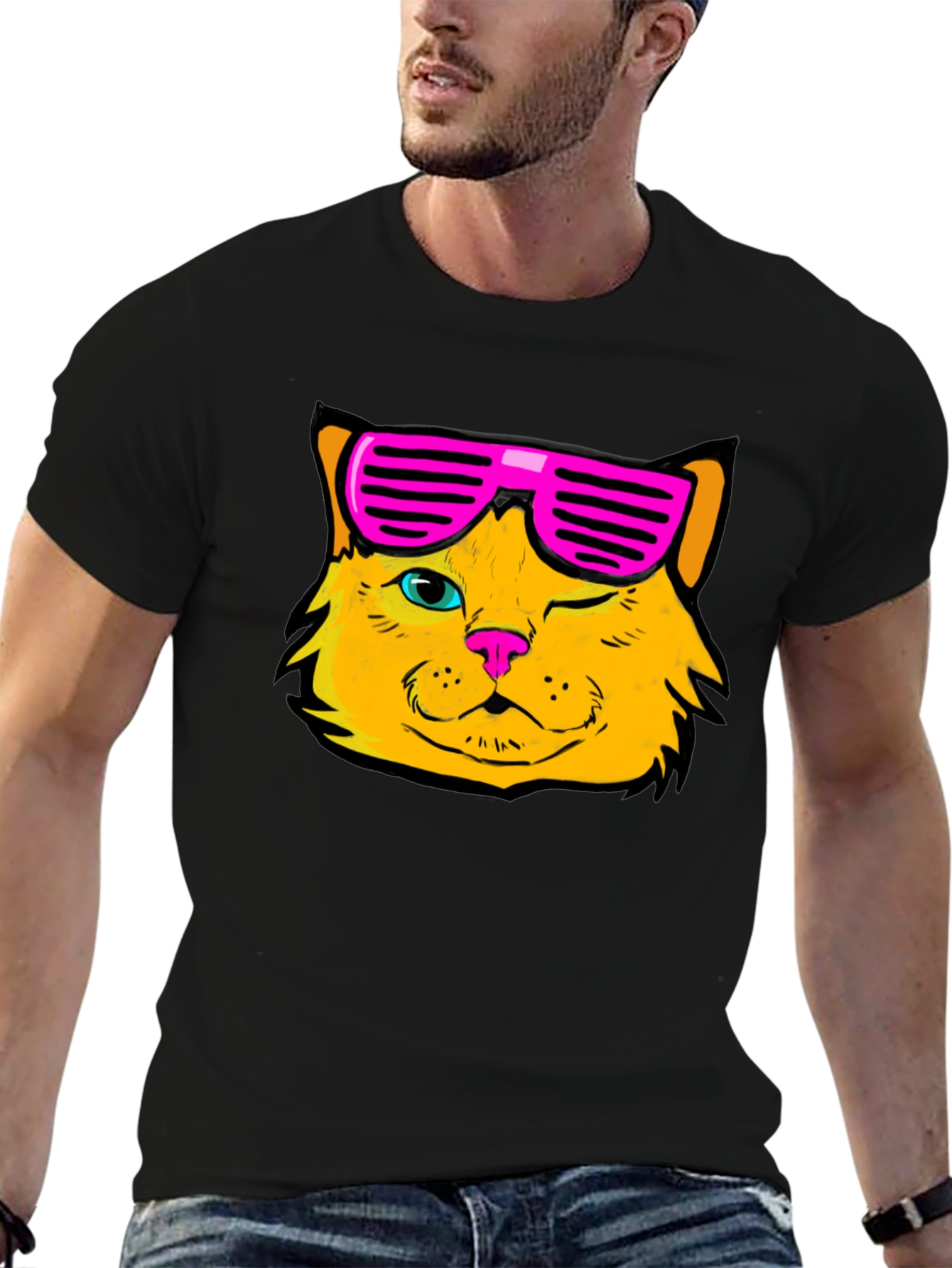 Cool Cat Graphic T-Shirt - Black