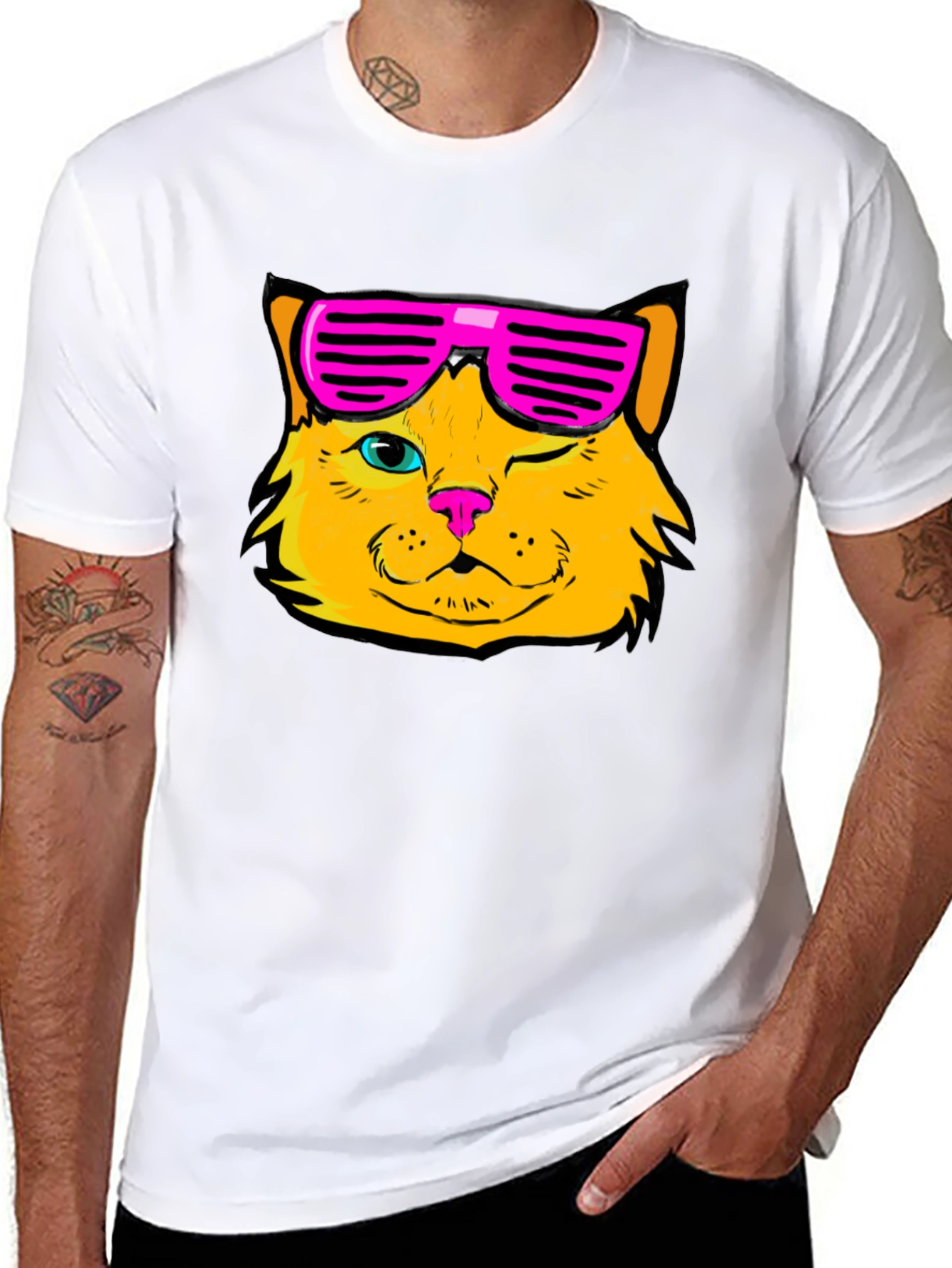 Cool Cat Graphic T-Shirt - Black