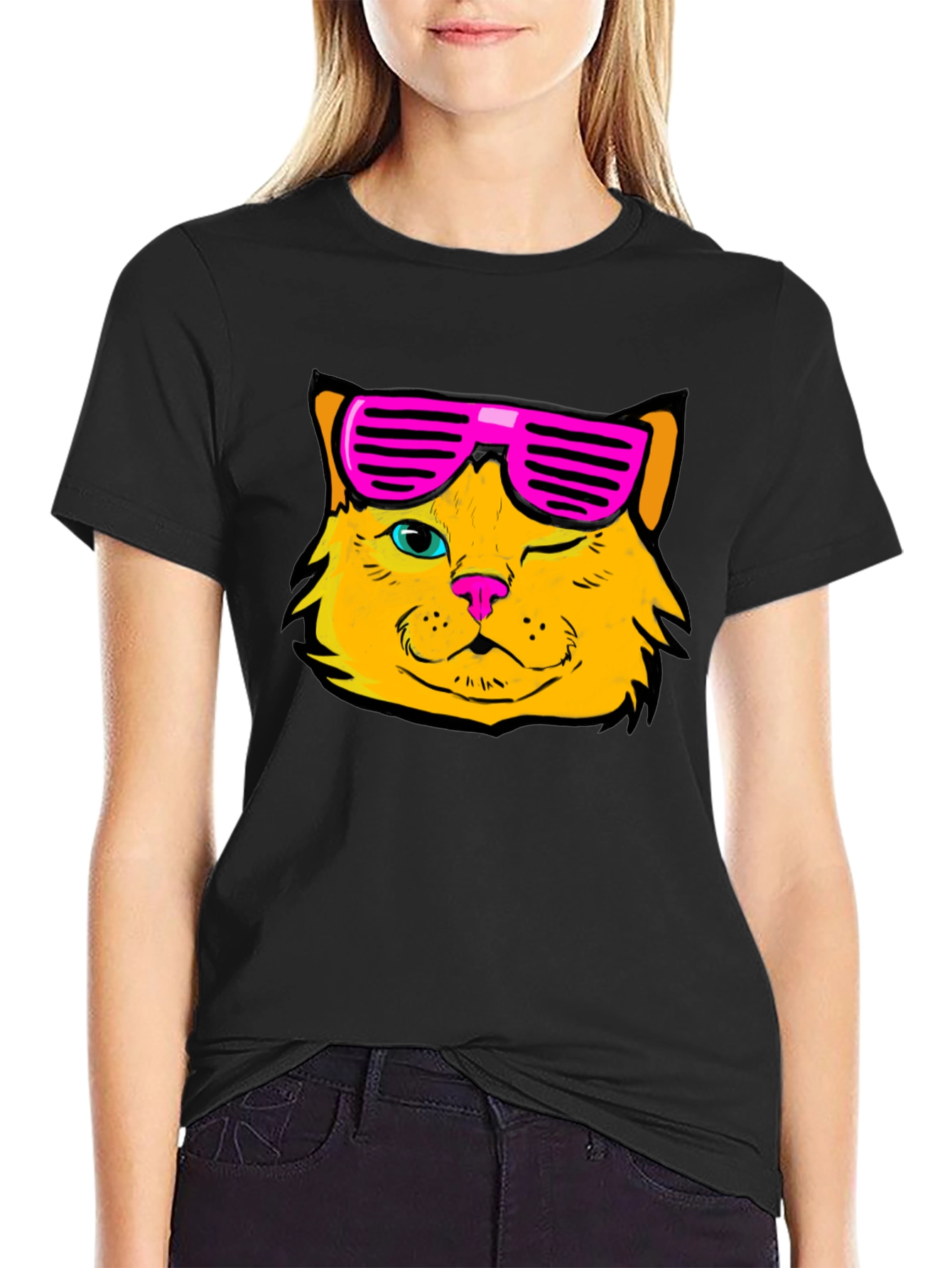 Cool Cat Graphic T-Shirt - Black