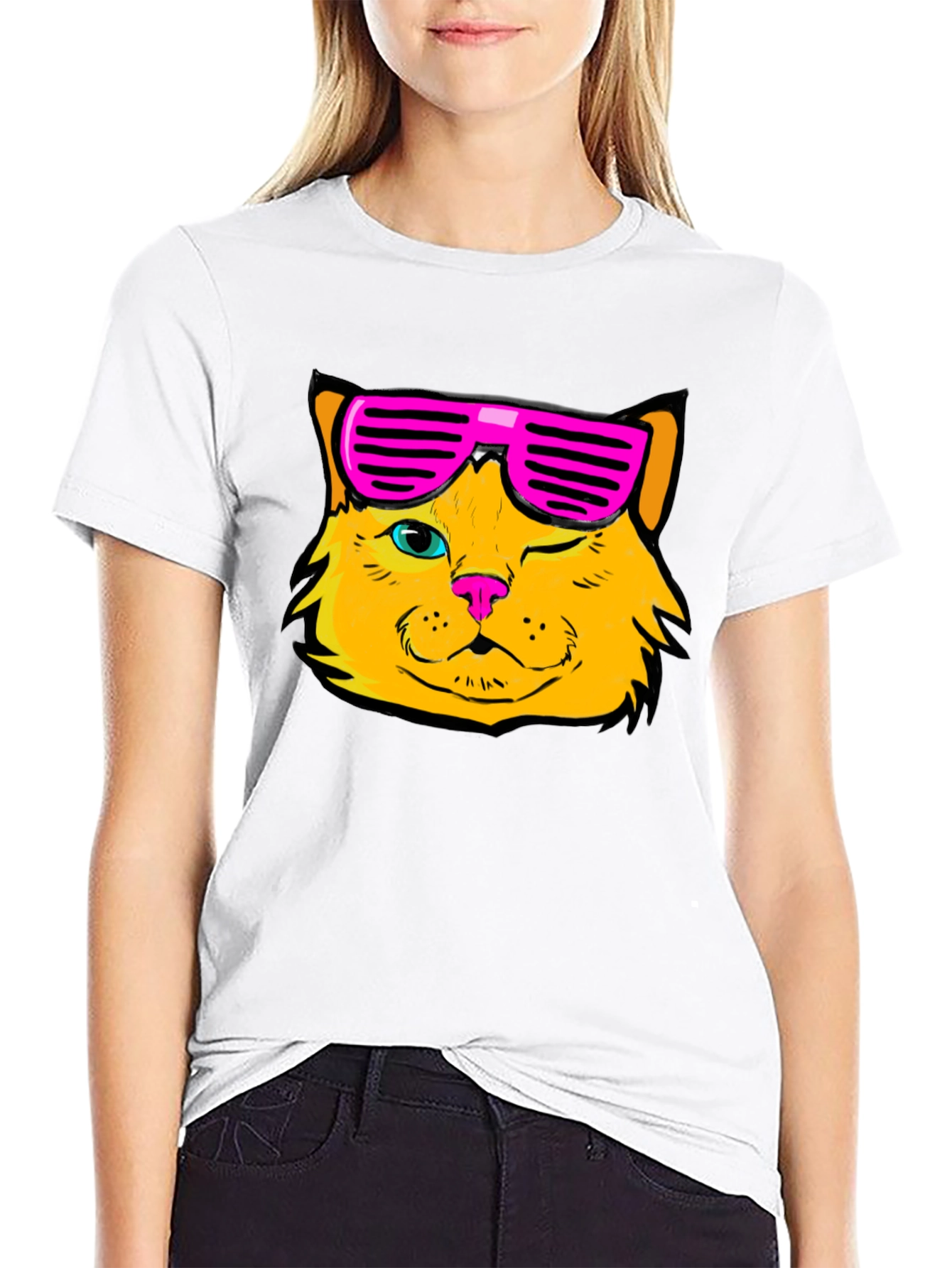 Cool Cat Graphic T-Shirt - Black