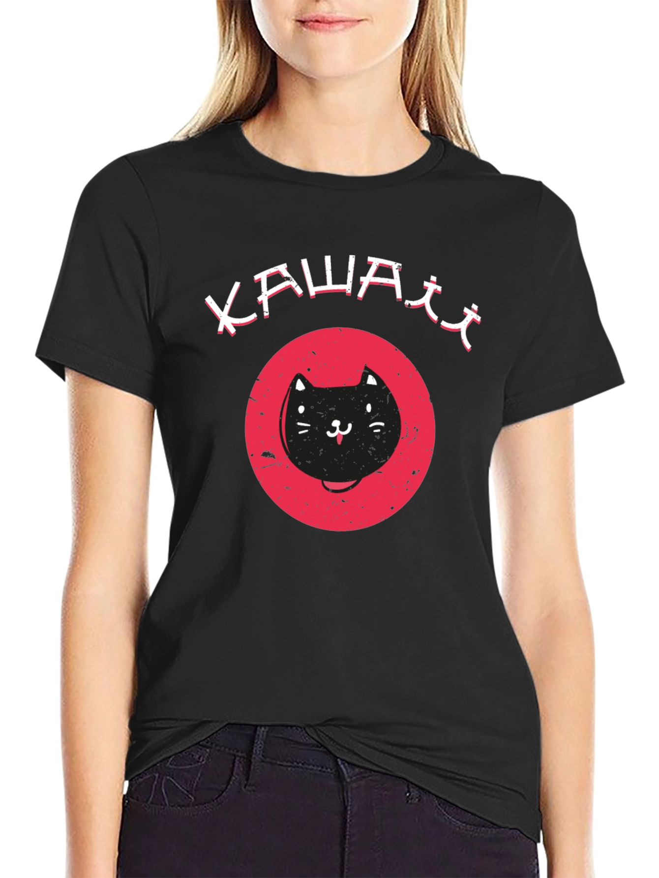 Kawaii Cat Graphic Tee - Cute Black T-Shirt