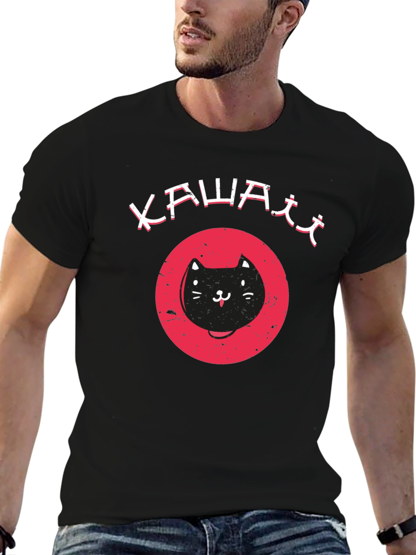Kawaii Cat Graphic Tee - Cute Black T-Shirt