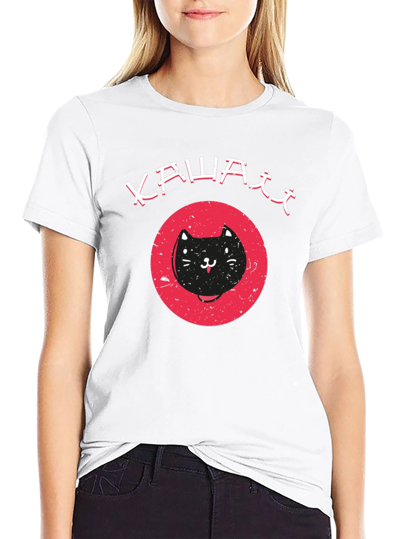 Kawaii Cat Graphic Tee - Cute Black T-Shirt