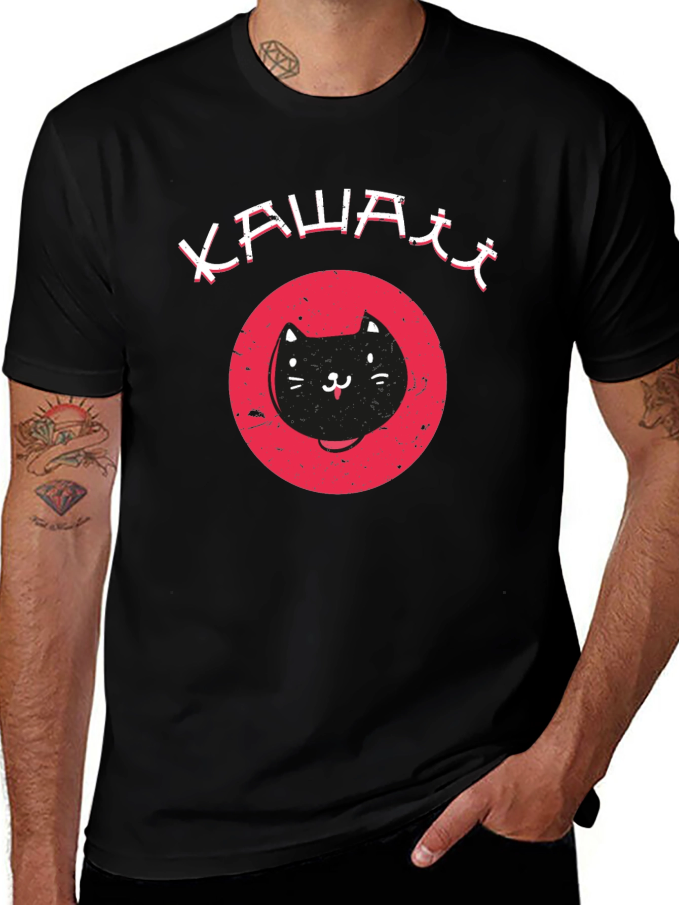 Kawaii Cat Graphic Tee - Cute Black T-Shirt
