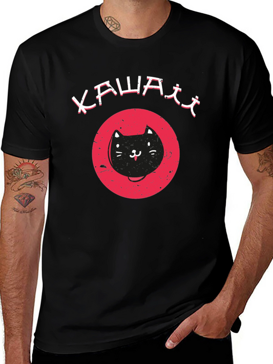 Kawaii Cat Graphic Tee - Cute Black T-Shirt