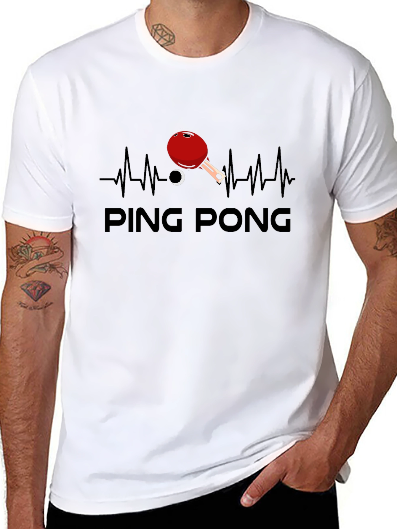 Ping Pong Heartbeat Graphic Tee - Black