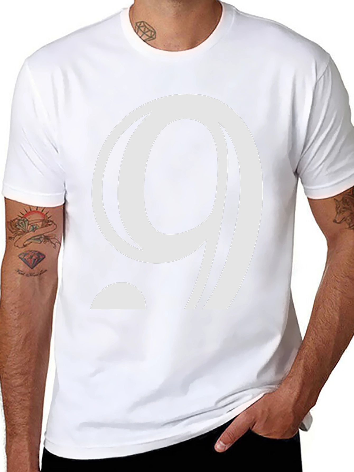Modern Number 9 Graphic Black T-Shirt