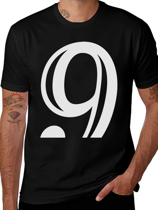 Modern Number 9 Graphic Black T-Shirt