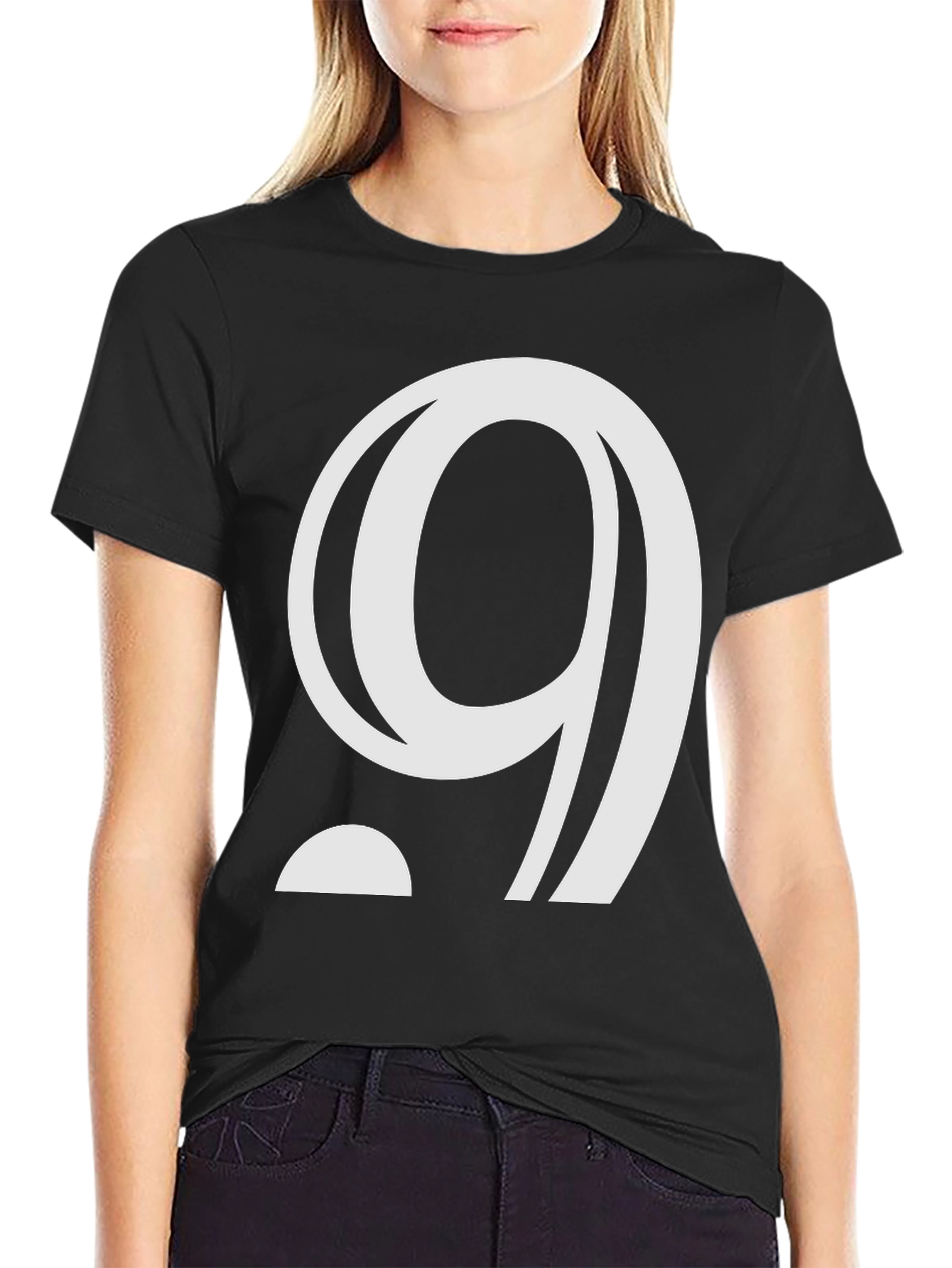 Modern Number 9 Graphic Black T-Shirt