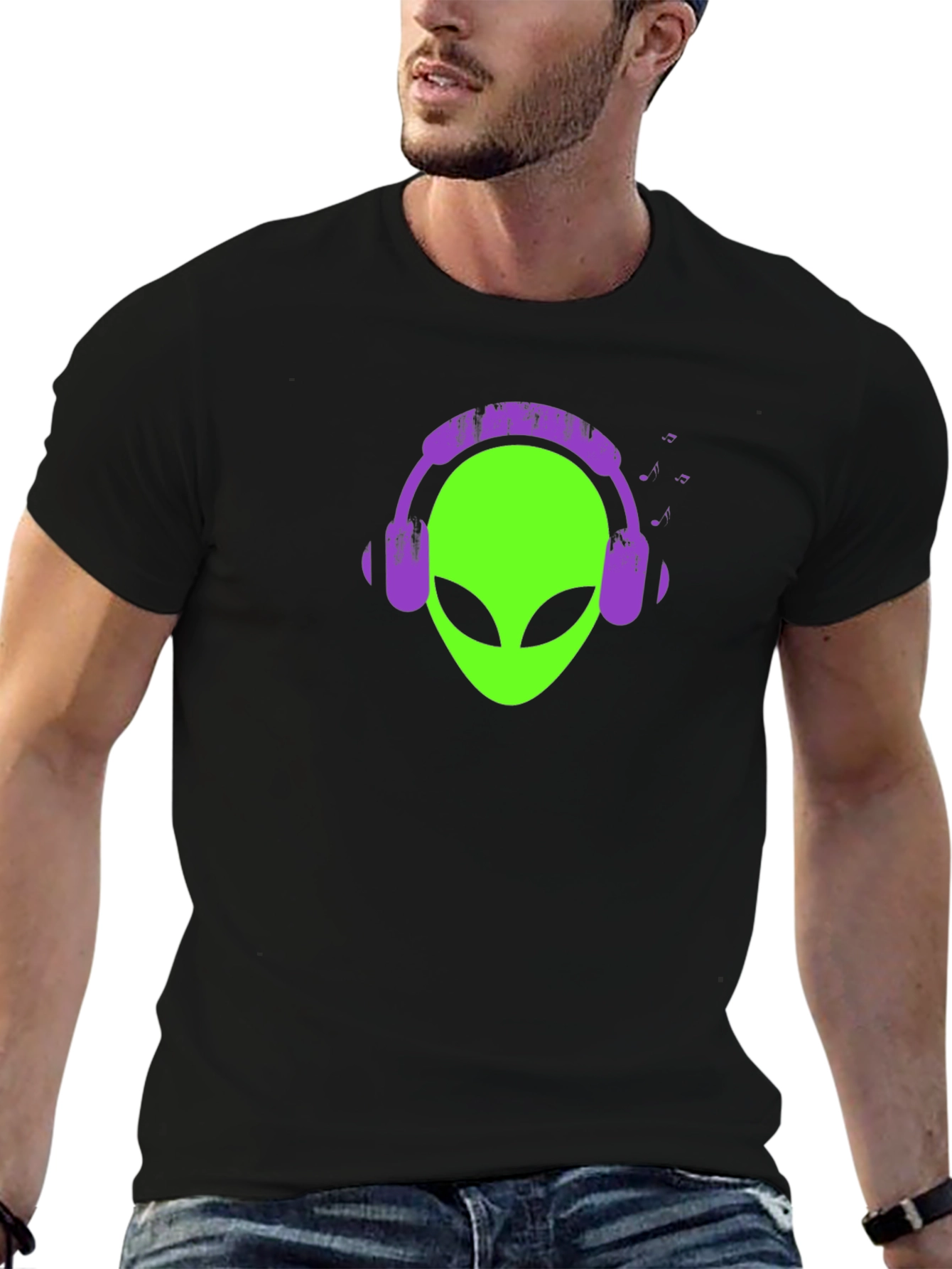 Alien Headphone T-Shirt - Black Tee