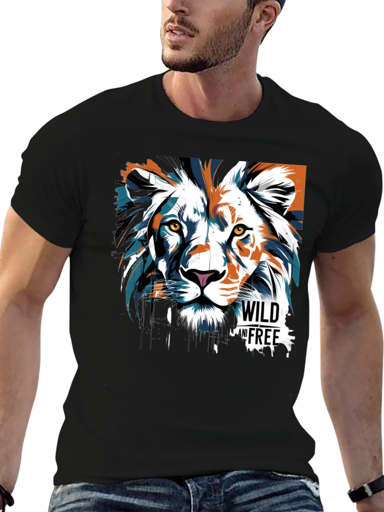 Wild & Free Lion Graphic Tee - Black